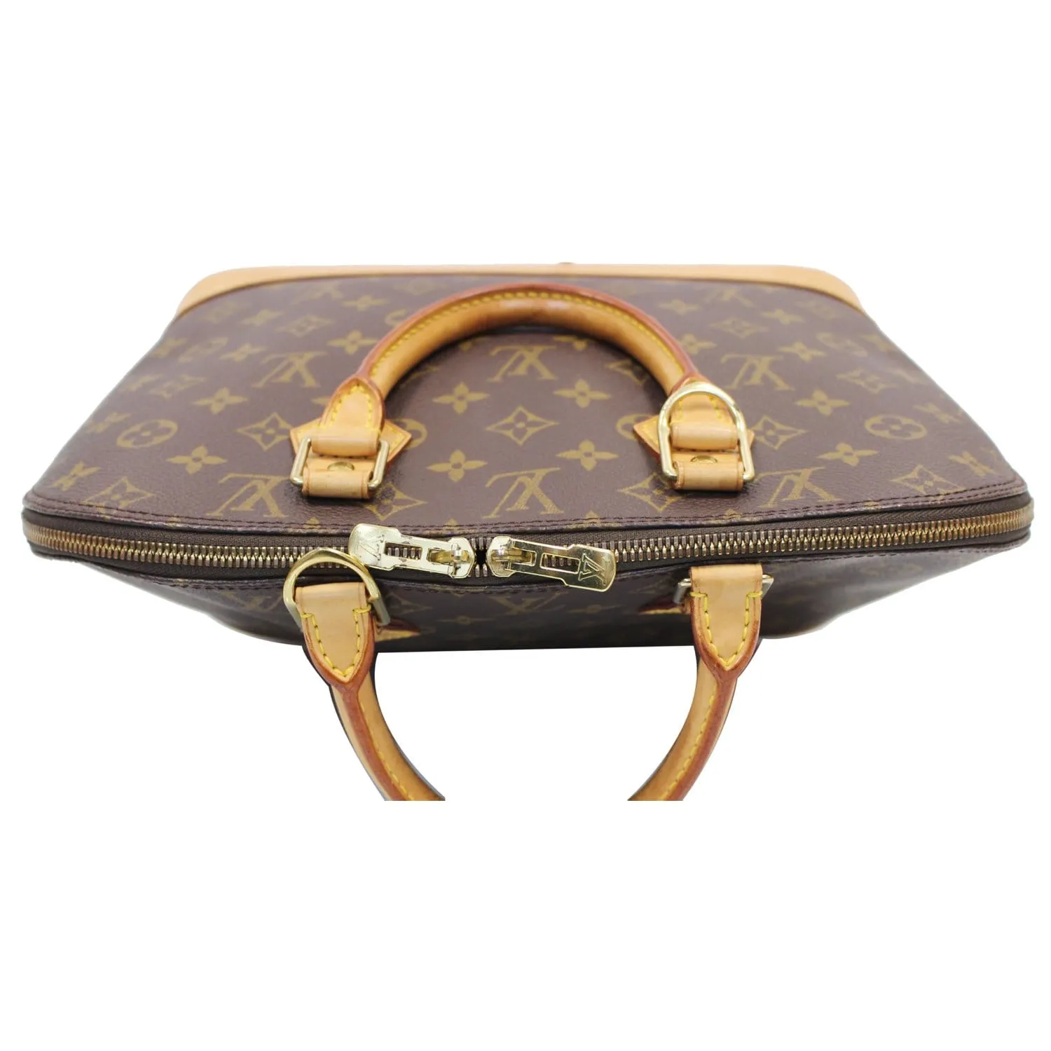 LOUIS VUITTON Alma Monogram Canvas Satchel Bag Brown - 20% OFF