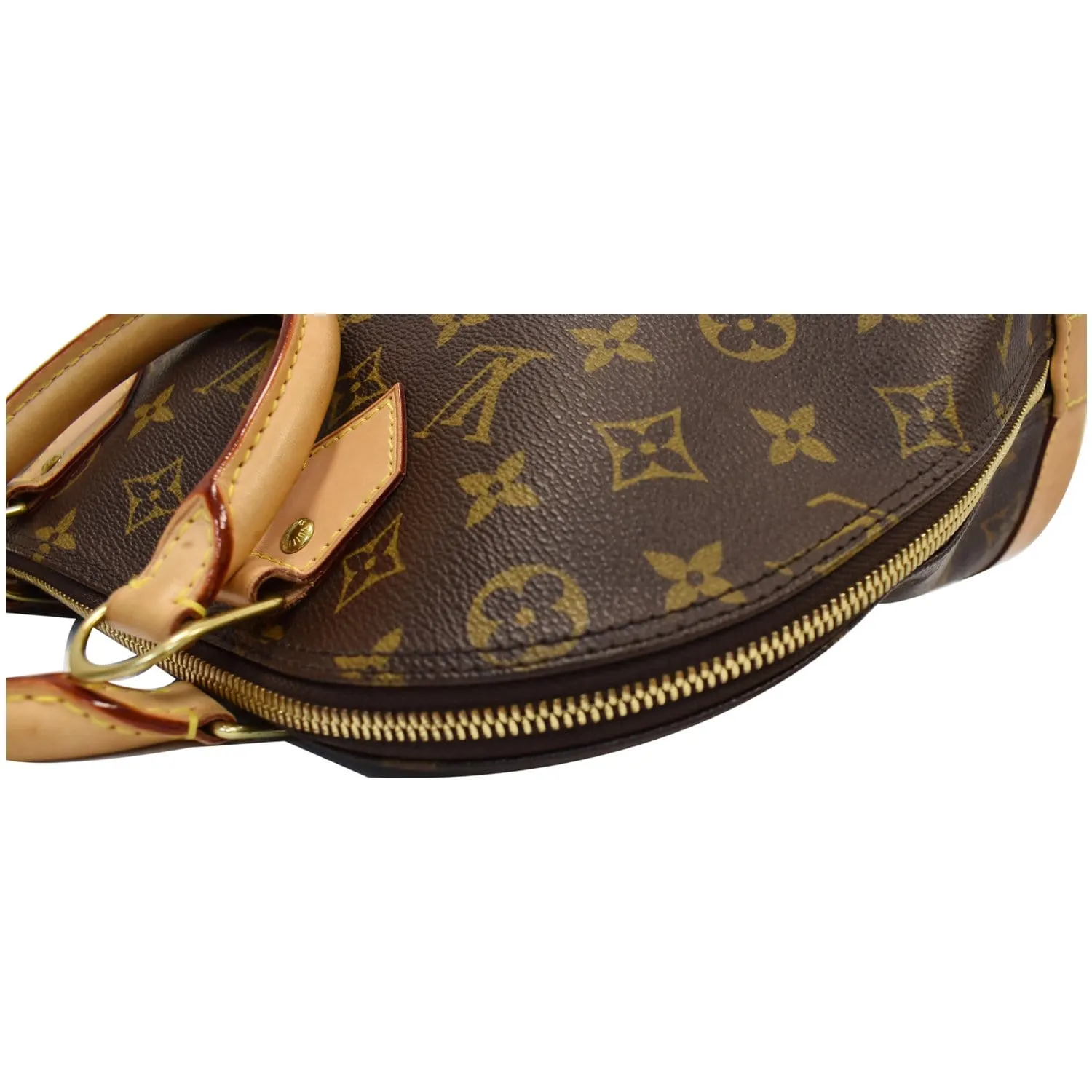 LOUIS VUITTON Alma Monogram Canvas Satchel Bag Brown
