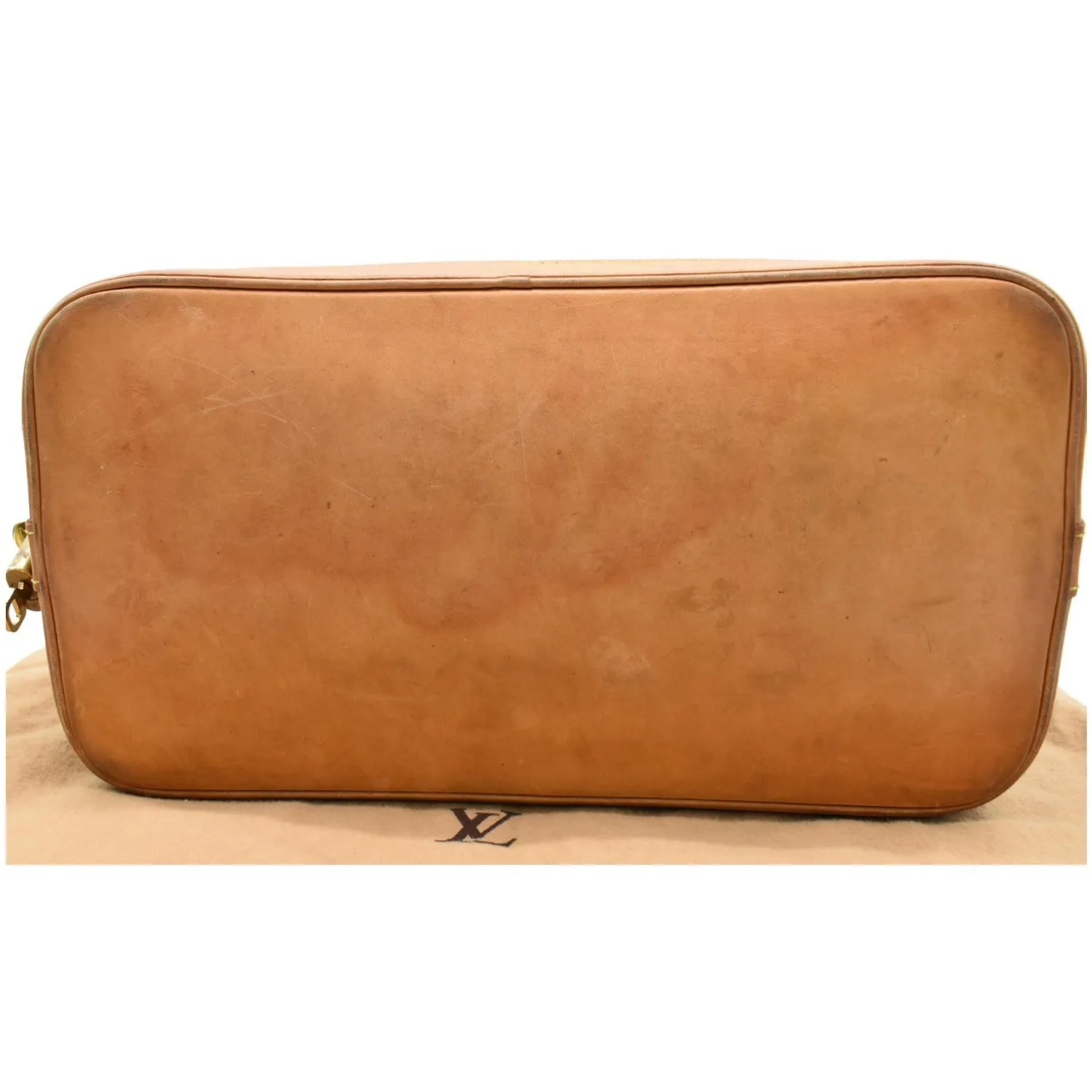 LOUIS VUITTON Alma Monogram Canvas Satchel Bag Brown