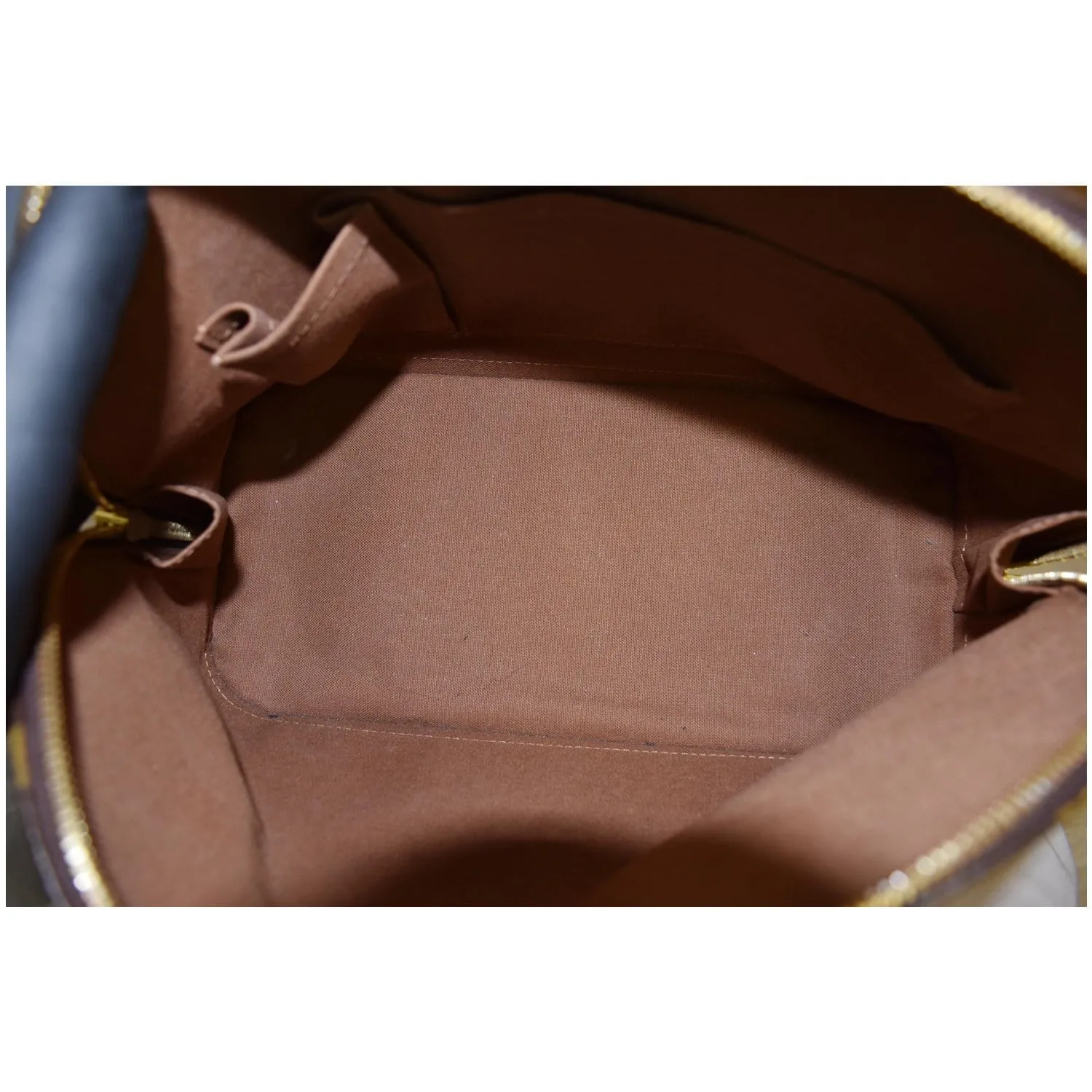 LOUIS VUITTON Alma Monogram Canvas Satchel Bag Brown