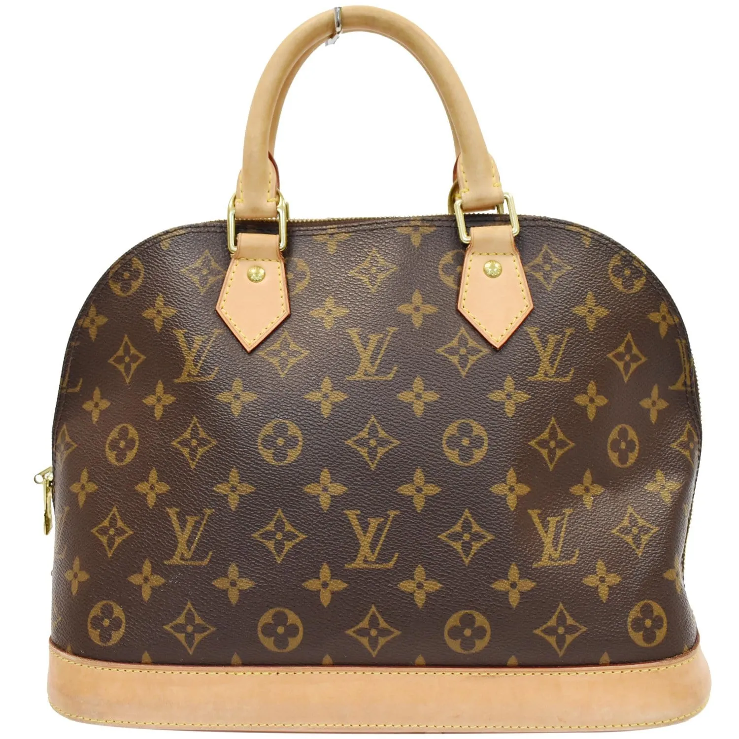 LOUIS VUITTON Alma Monogram Canvas Satchel Bag Brown