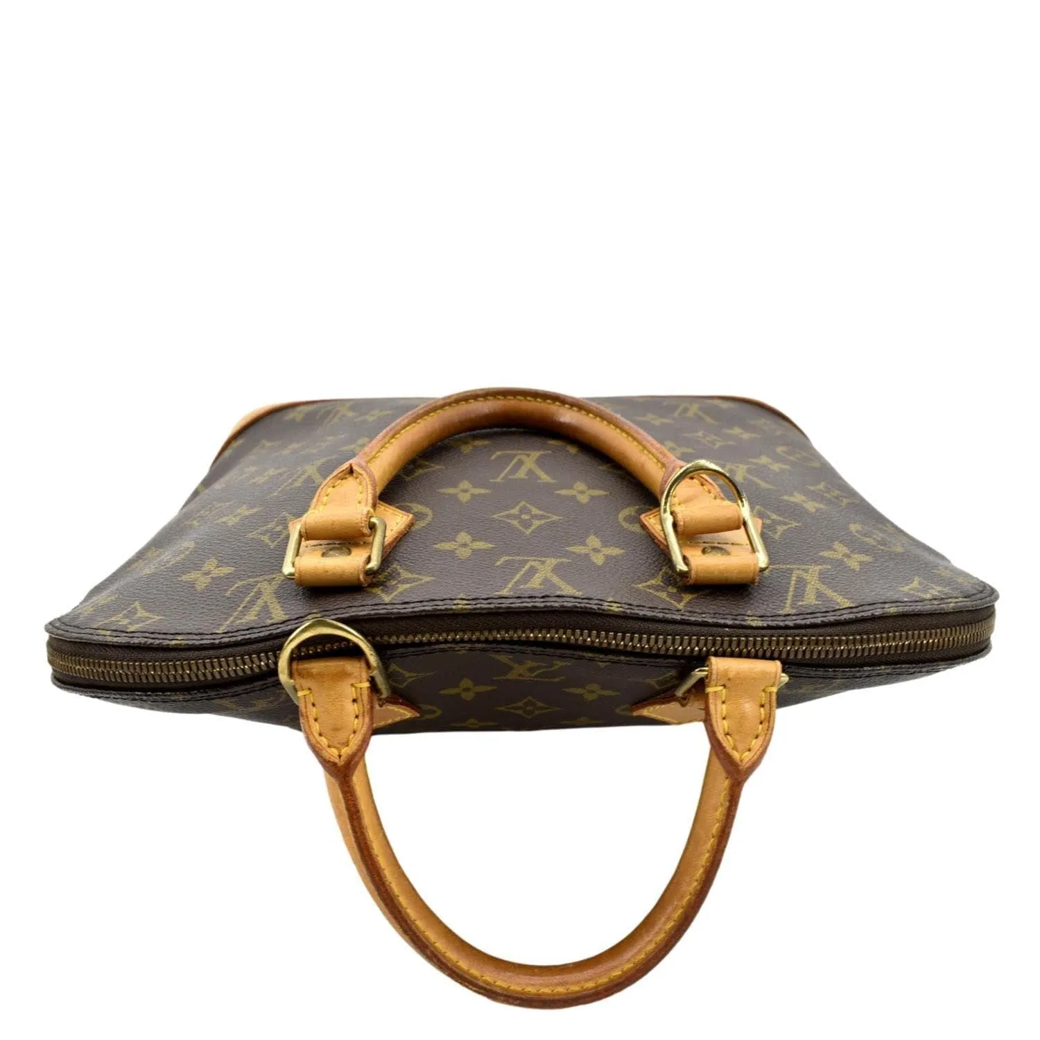 LOUIS VUITTON Alma  Monogram Canvas Satchel Crossbody Bag Brown