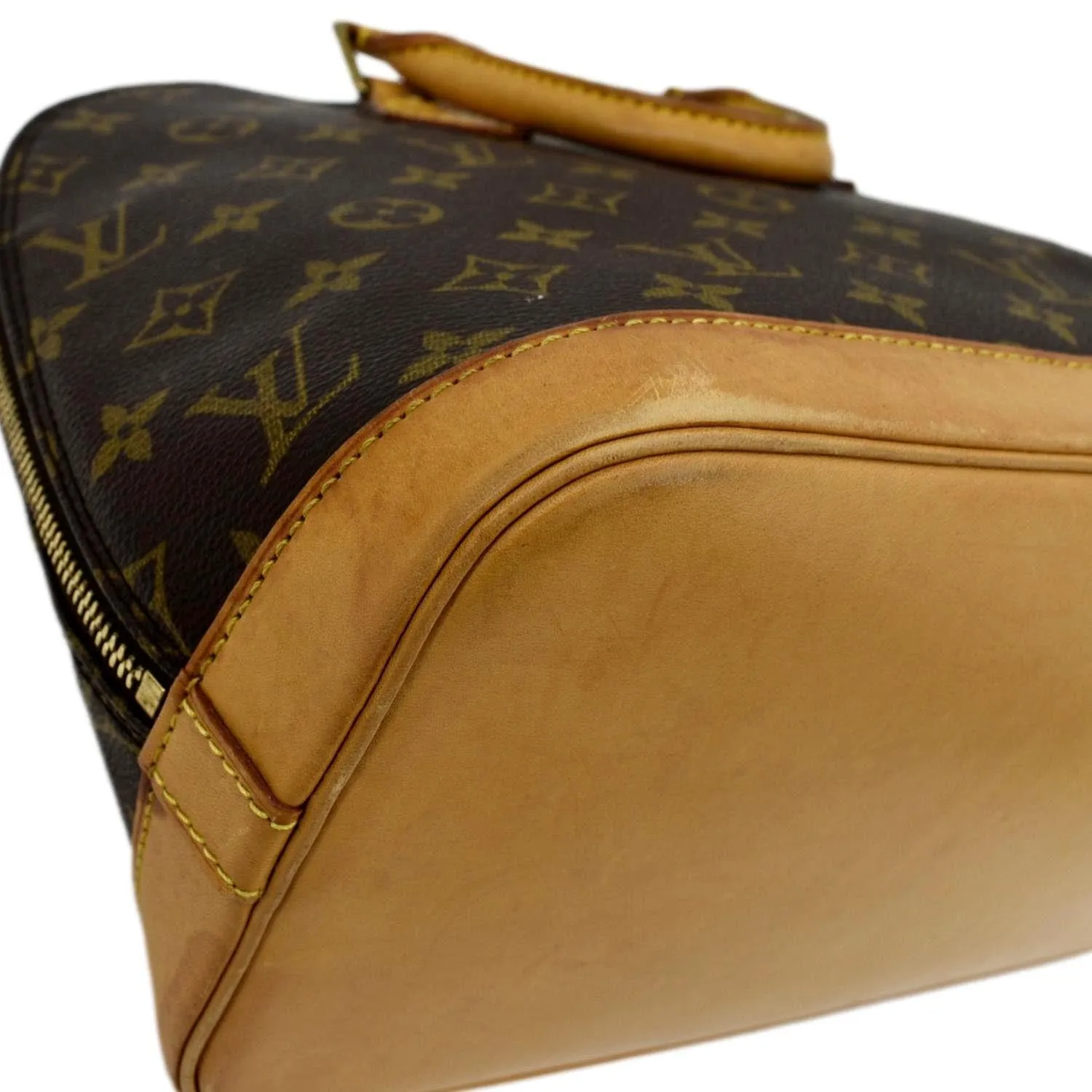 LOUIS VUITTON Alma  Monogram Canvas Satchel Crossbody Bag Brown