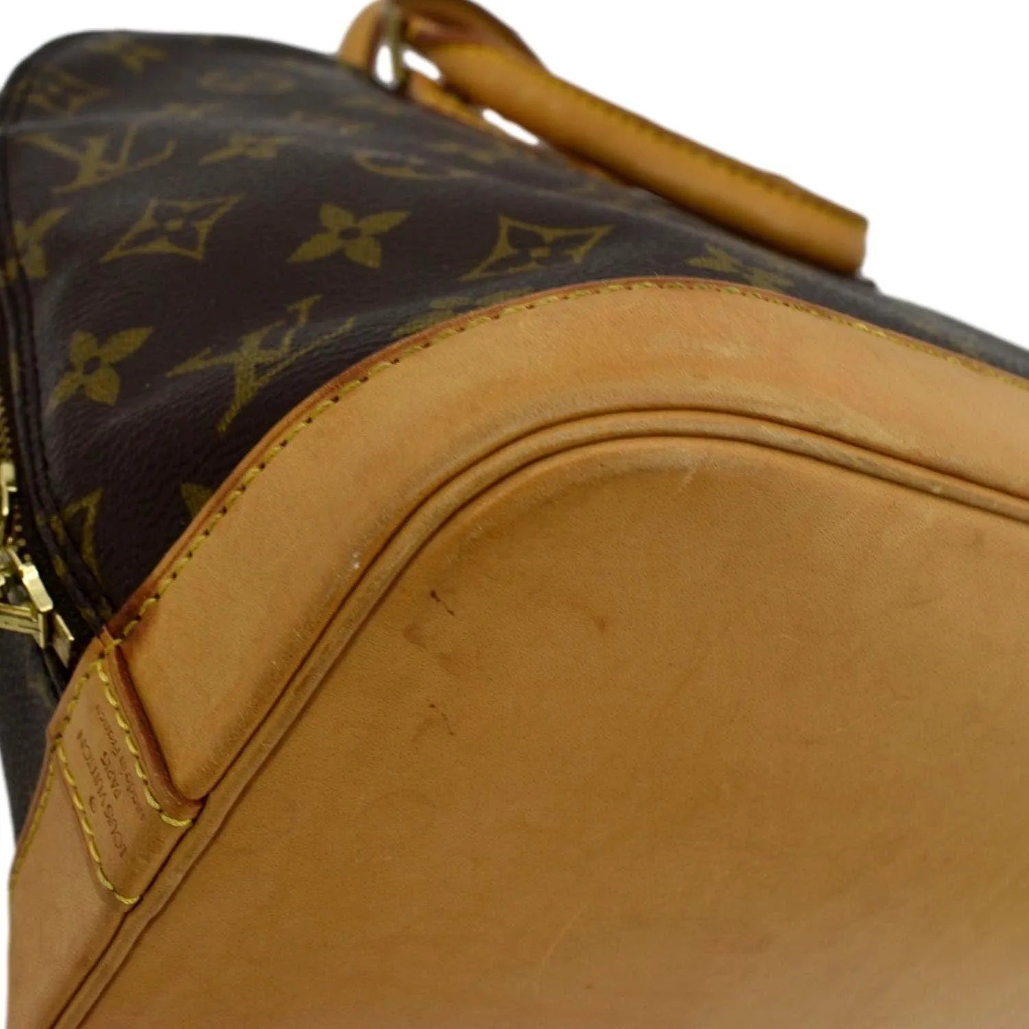 LOUIS VUITTON Alma  Monogram Canvas Satchel Crossbody Bag Brown