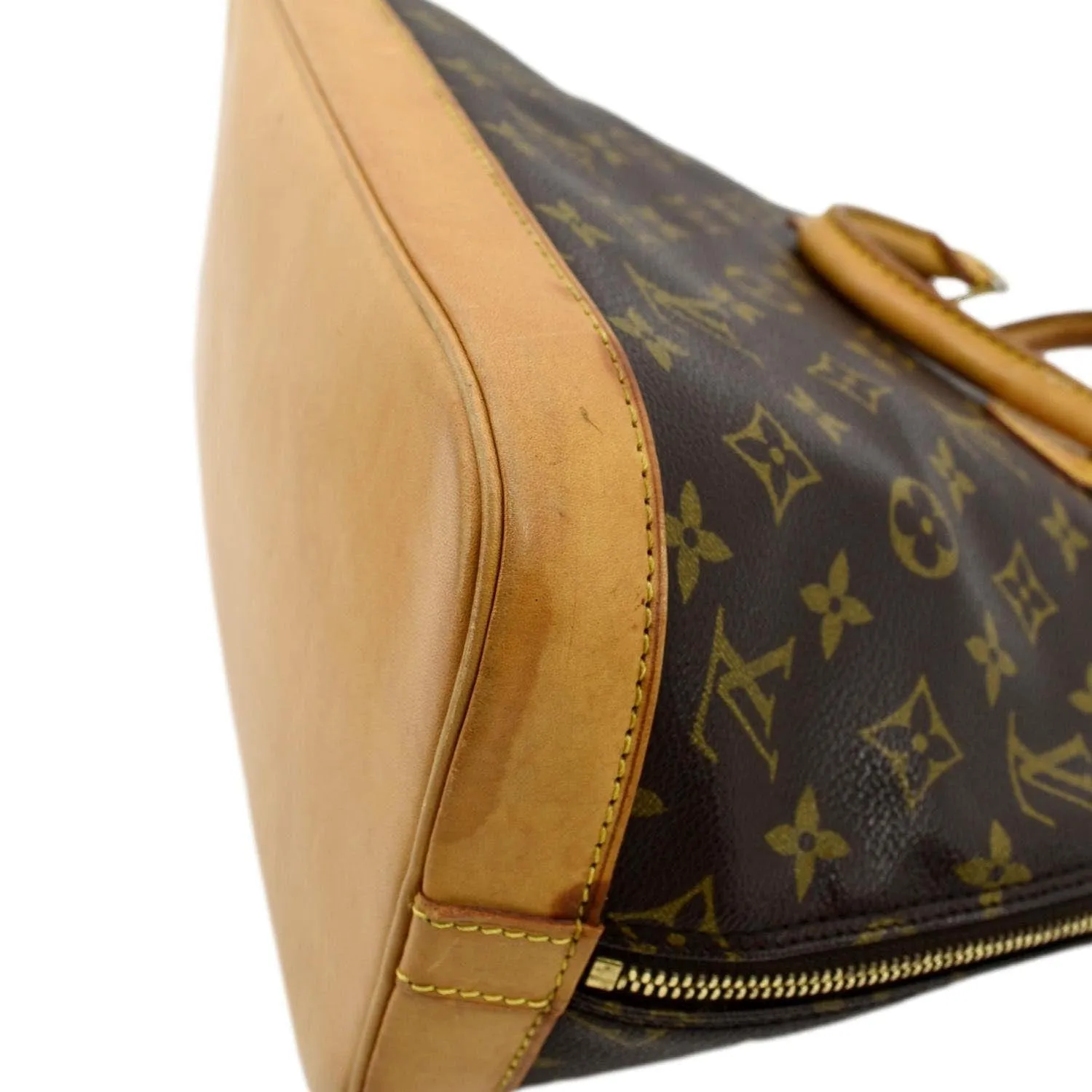 LOUIS VUITTON Alma  Monogram Canvas Satchel Crossbody Bag Brown