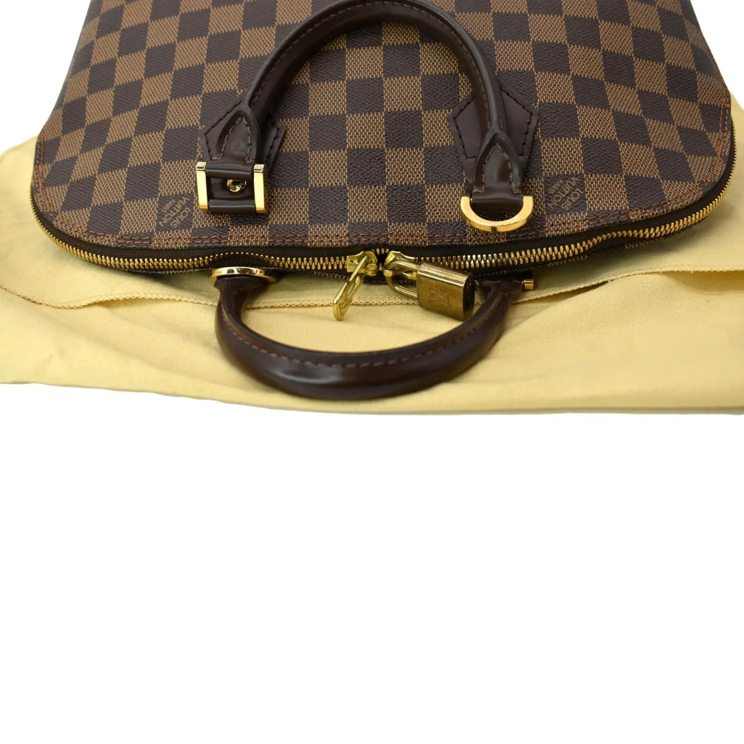 LOUIS VUITTON Alma PM Damier Ebene Satchel Bag Brown