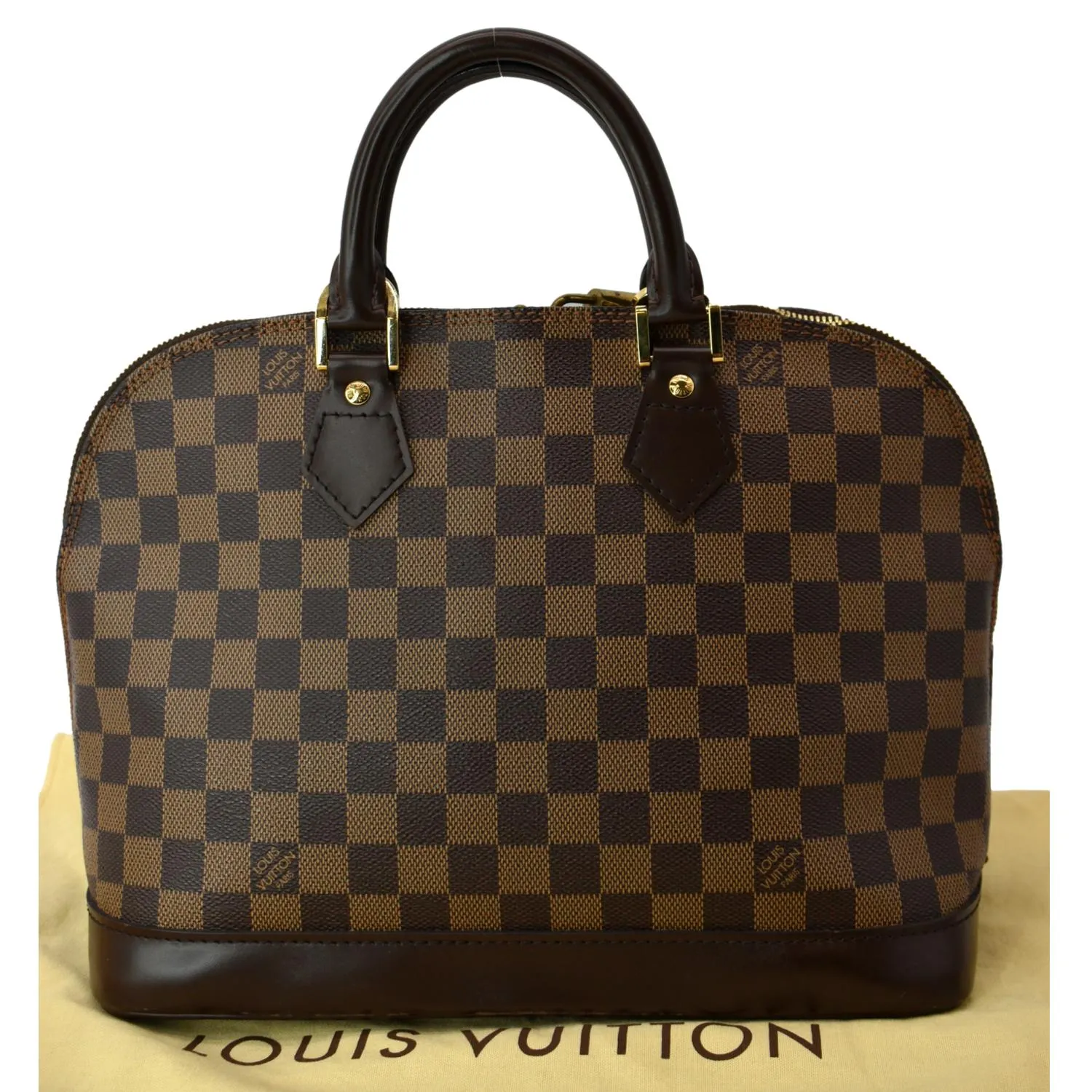 LOUIS VUITTON Alma PM Damier Ebene Satchel Bag Brown