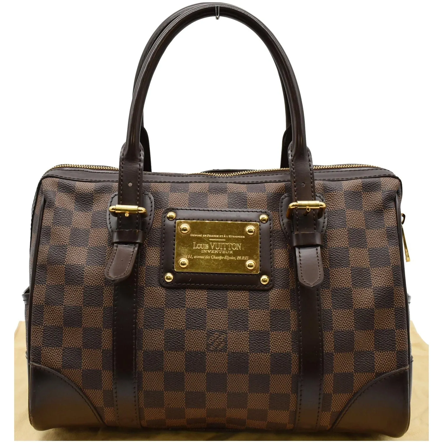 LOUIS VUITTON Berkeley Damier Ebene Satchel Bag Brown