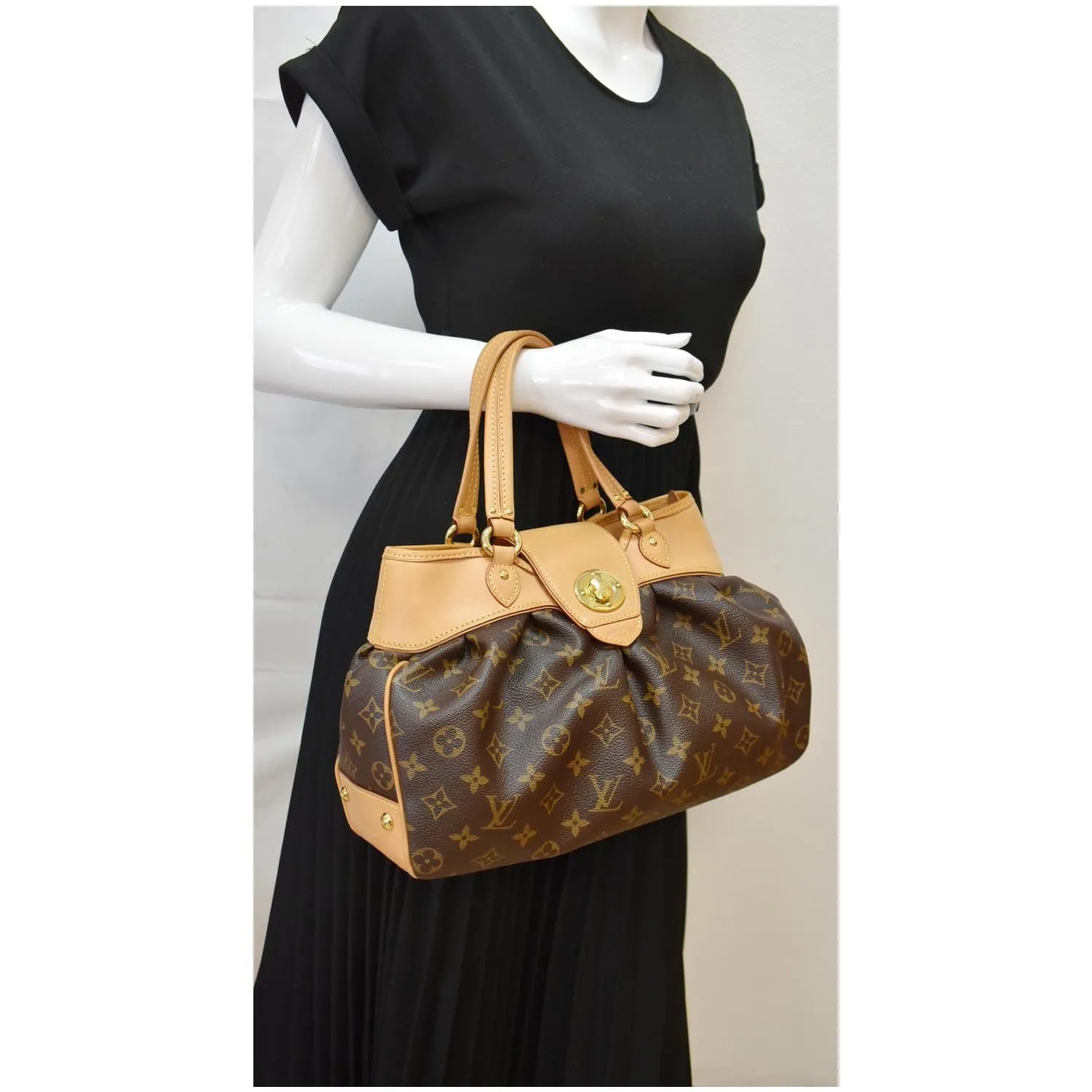 LOUIS VUITTON Boetie PM Monogram Canvas Satchel Bag Brown