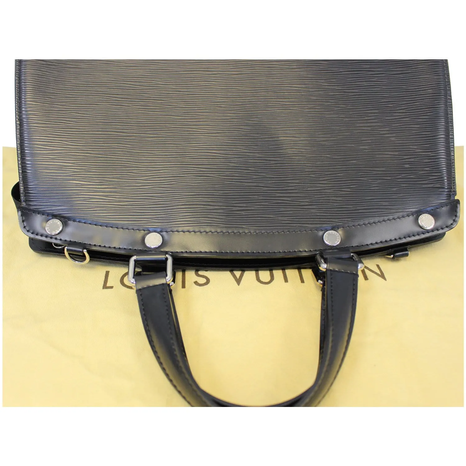 LOUIS VUITTON Brea GM Epi Leather Satchel Bag Black