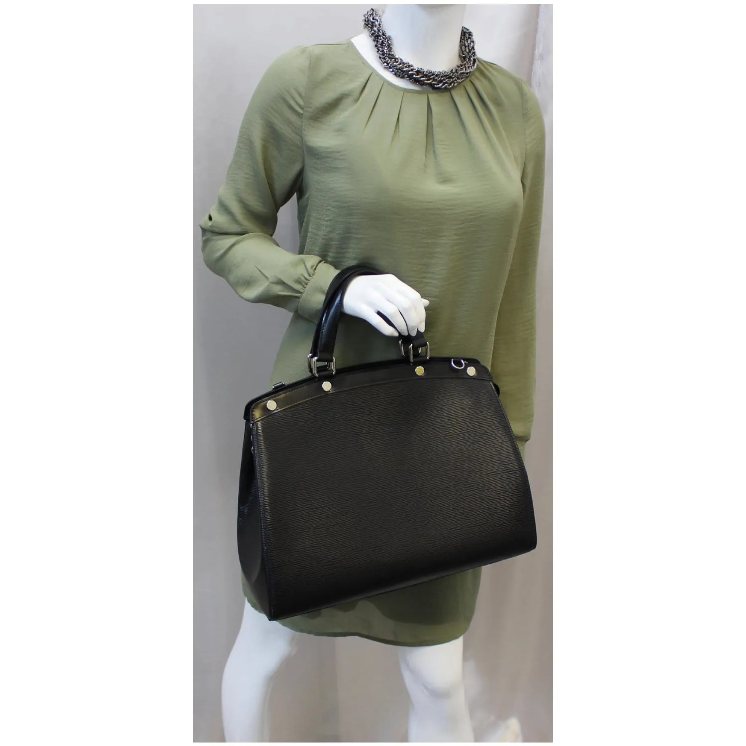 LOUIS VUITTON Brea GM Epi Leather Satchel Bag Black