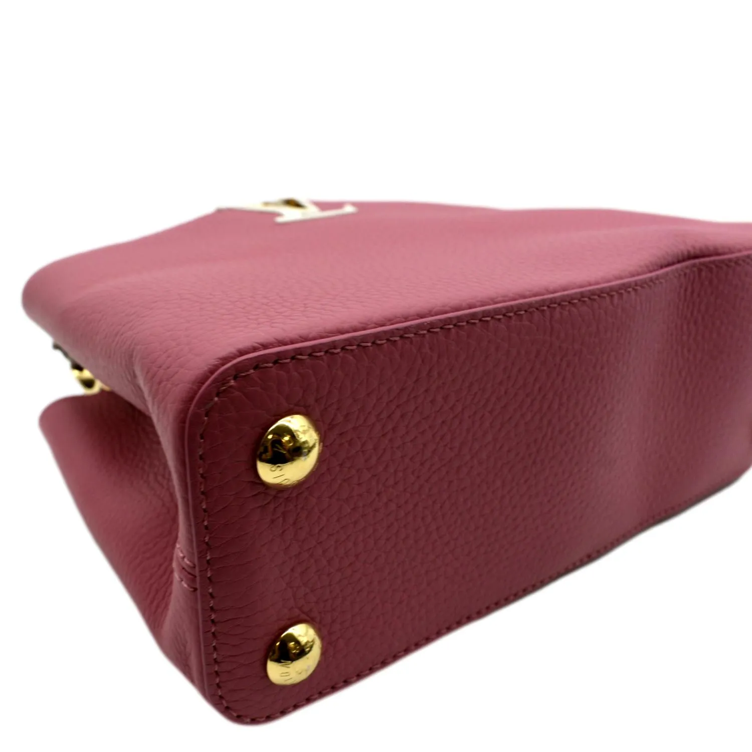 LOUIS VUITTON Capucines BB Leather Satchel Bag Scarlet Red