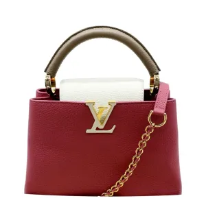 LOUIS VUITTON Capucines BB Leather Satchel Bag Scarlet Red