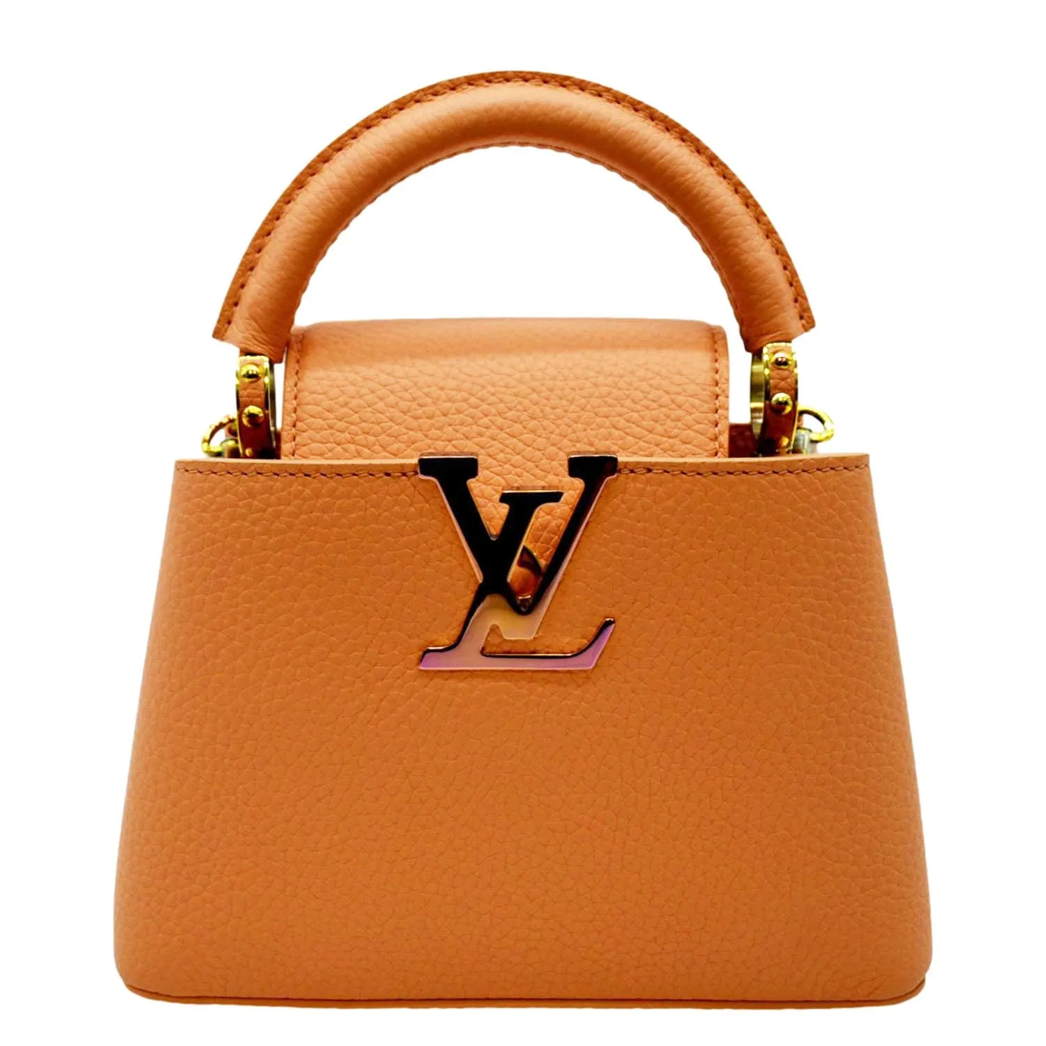 LOUIS VUITTON Capucines Mini Taurillon Python Leather Satchel Bag Topaze