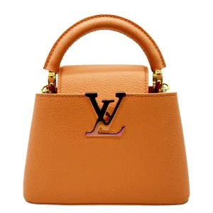 LOUIS VUITTON Capucines Mini Taurillon Python Leather Satchel Bag Topaze
