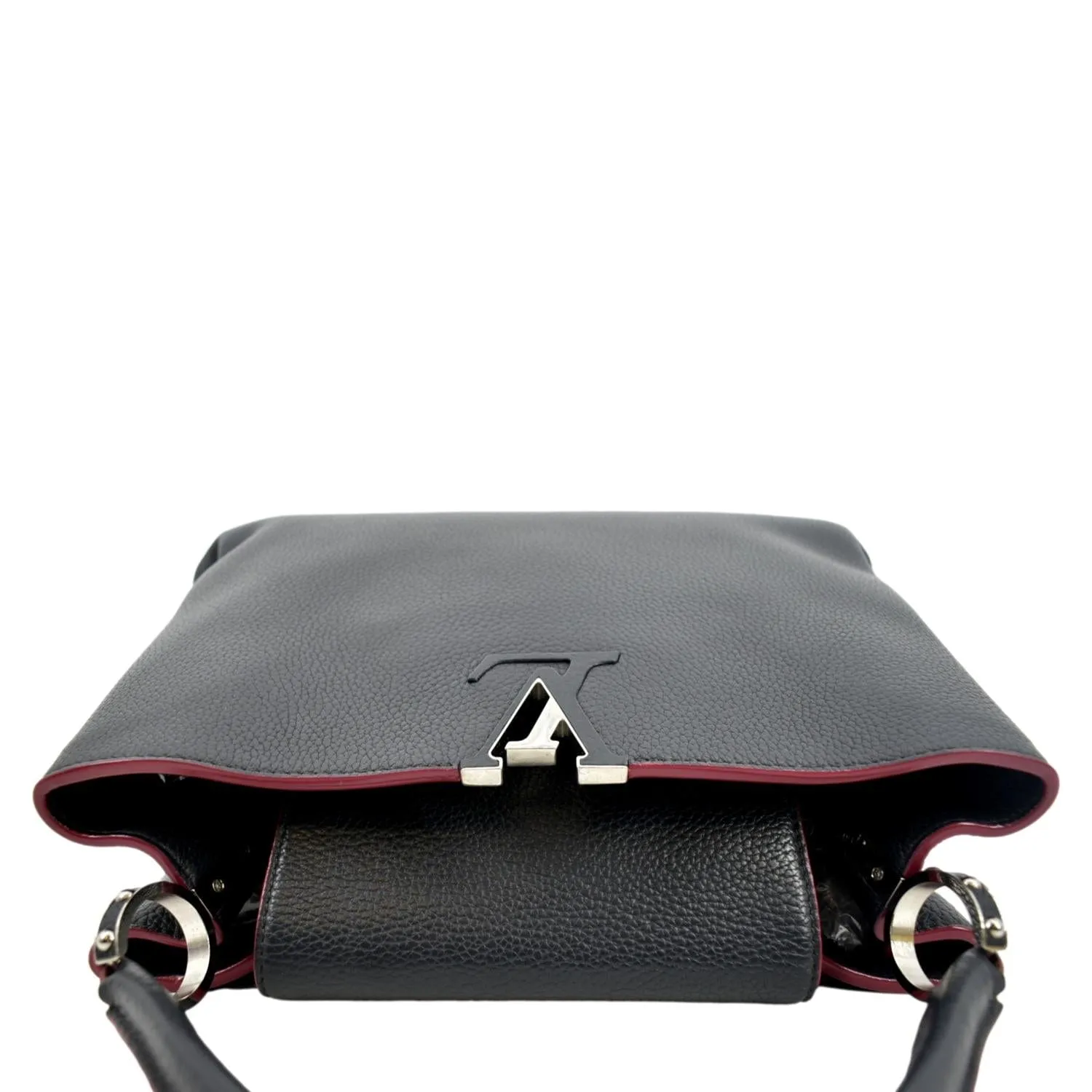 LOUIS VUITTON Capucines Taurillon Leather Satchel Bag Black