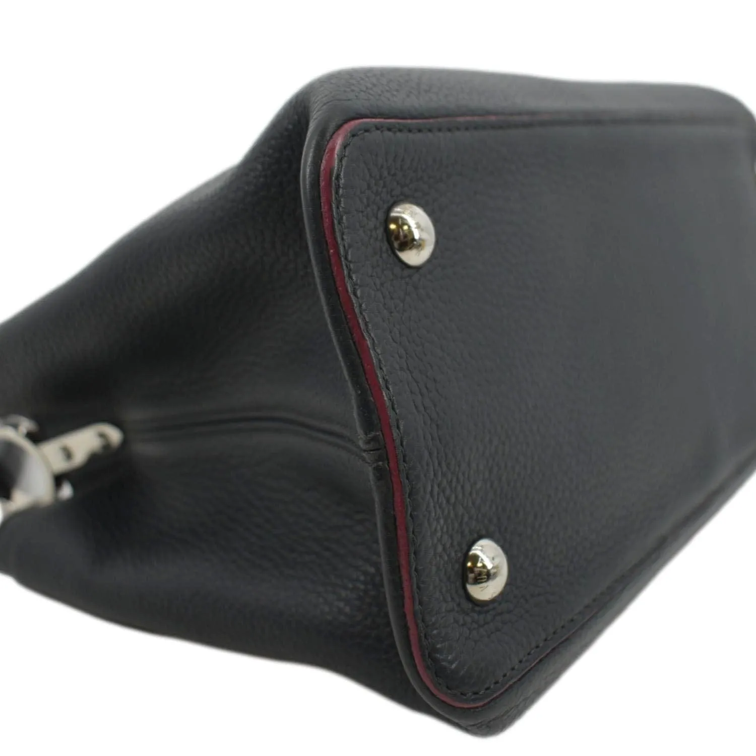 LOUIS VUITTON Capucines Taurillon Leather Satchel Bag Black