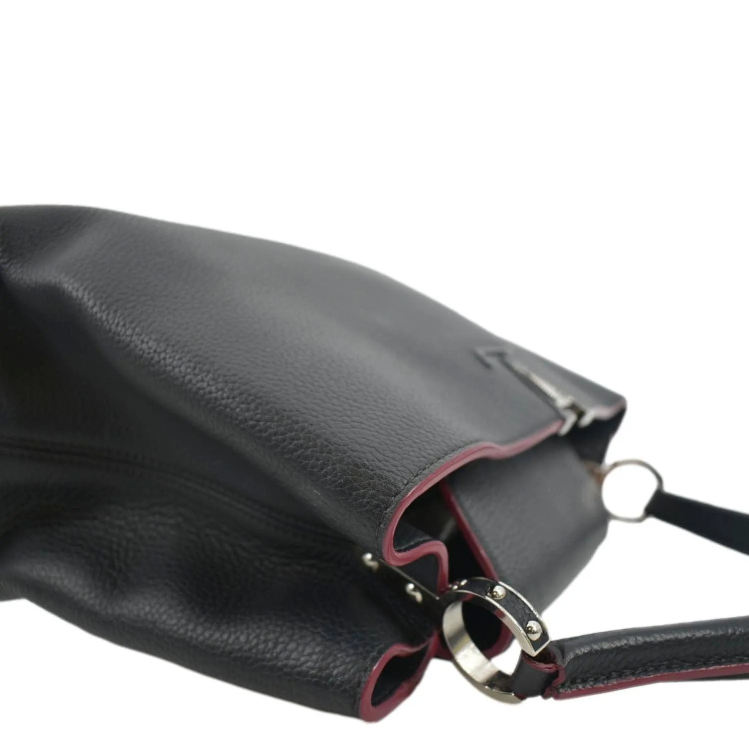 LOUIS VUITTON Capucines Taurillon Leather Satchel Bag Black