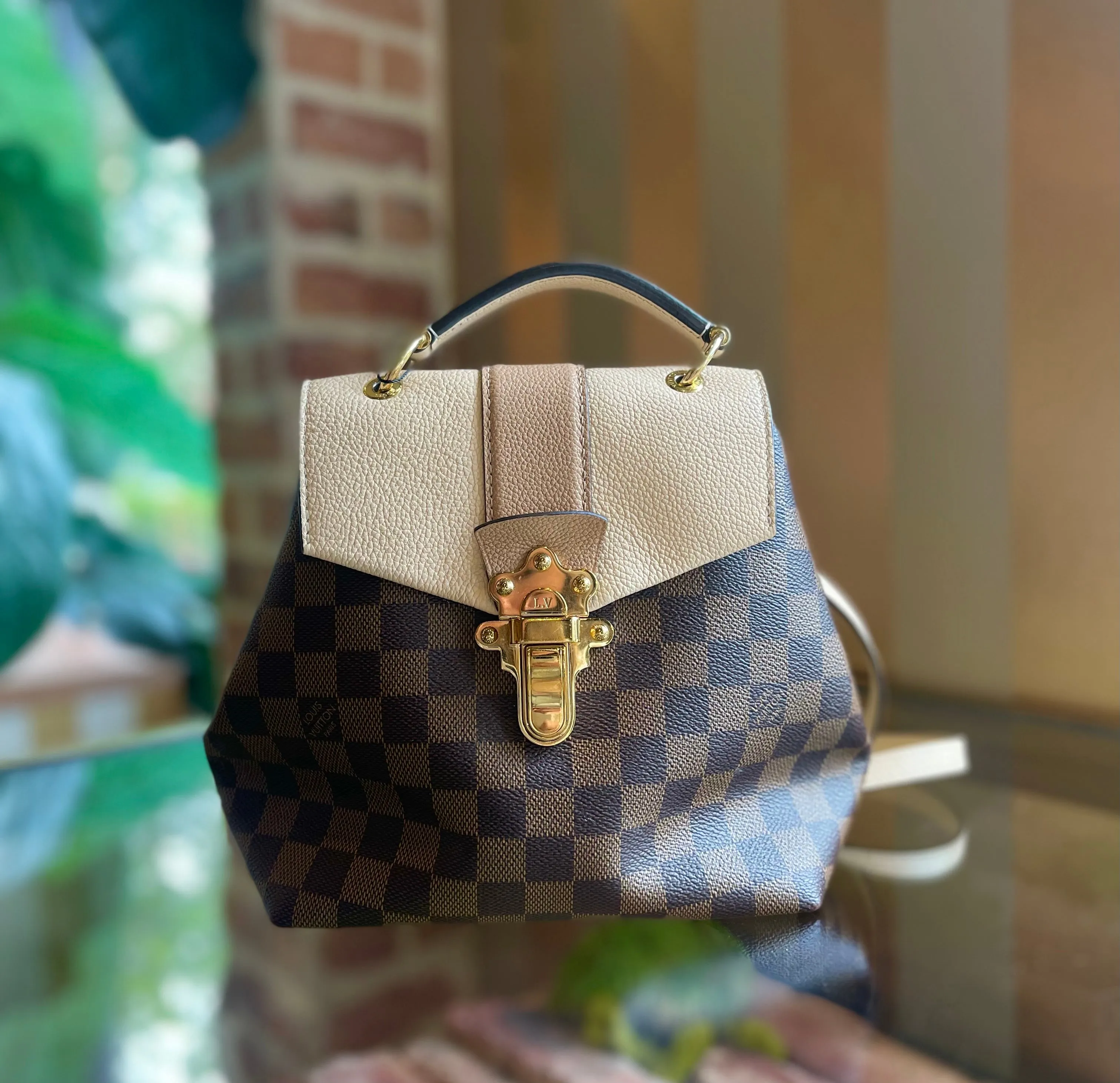 LOUIS VUITTON Clapton Creme Damier Ebene Canvas Backpack