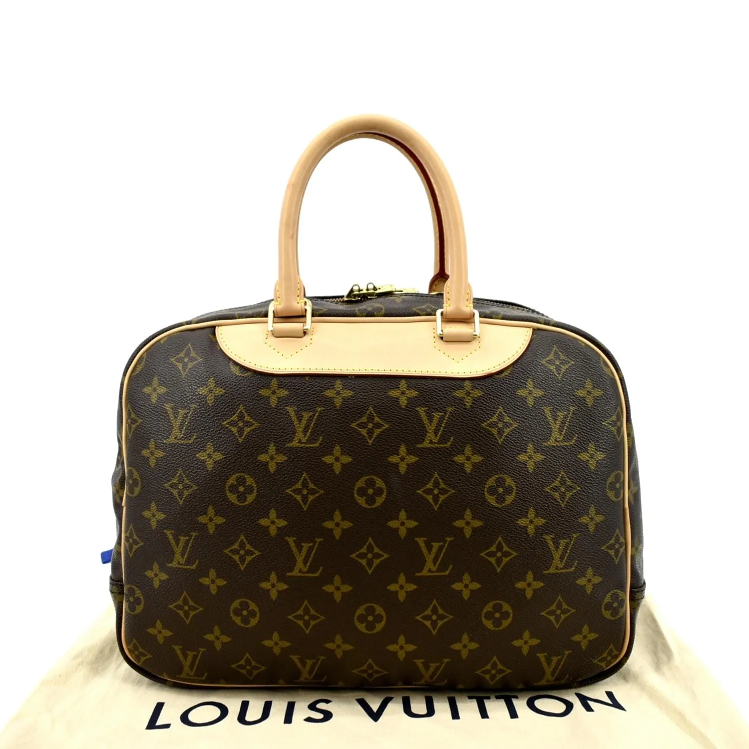 LOUIS VUITTON Deauville Bowling Monogram Canvas Satchel Bag Brown
