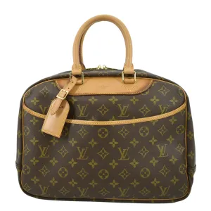 LOUIS VUITTON Deauville Bowling Monogram Canvas Satchel Bag Brown