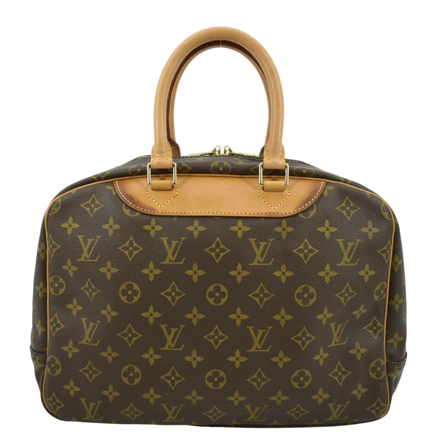 LOUIS VUITTON Deauville Bowling Monogram Canvas Satchel Bag Brown
