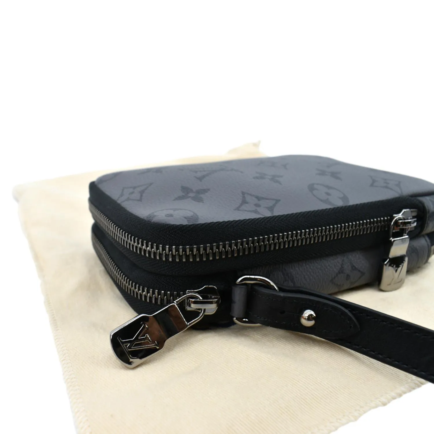 LOUIS VUITTON Double Monogram Eclipse Phone Pouch Black