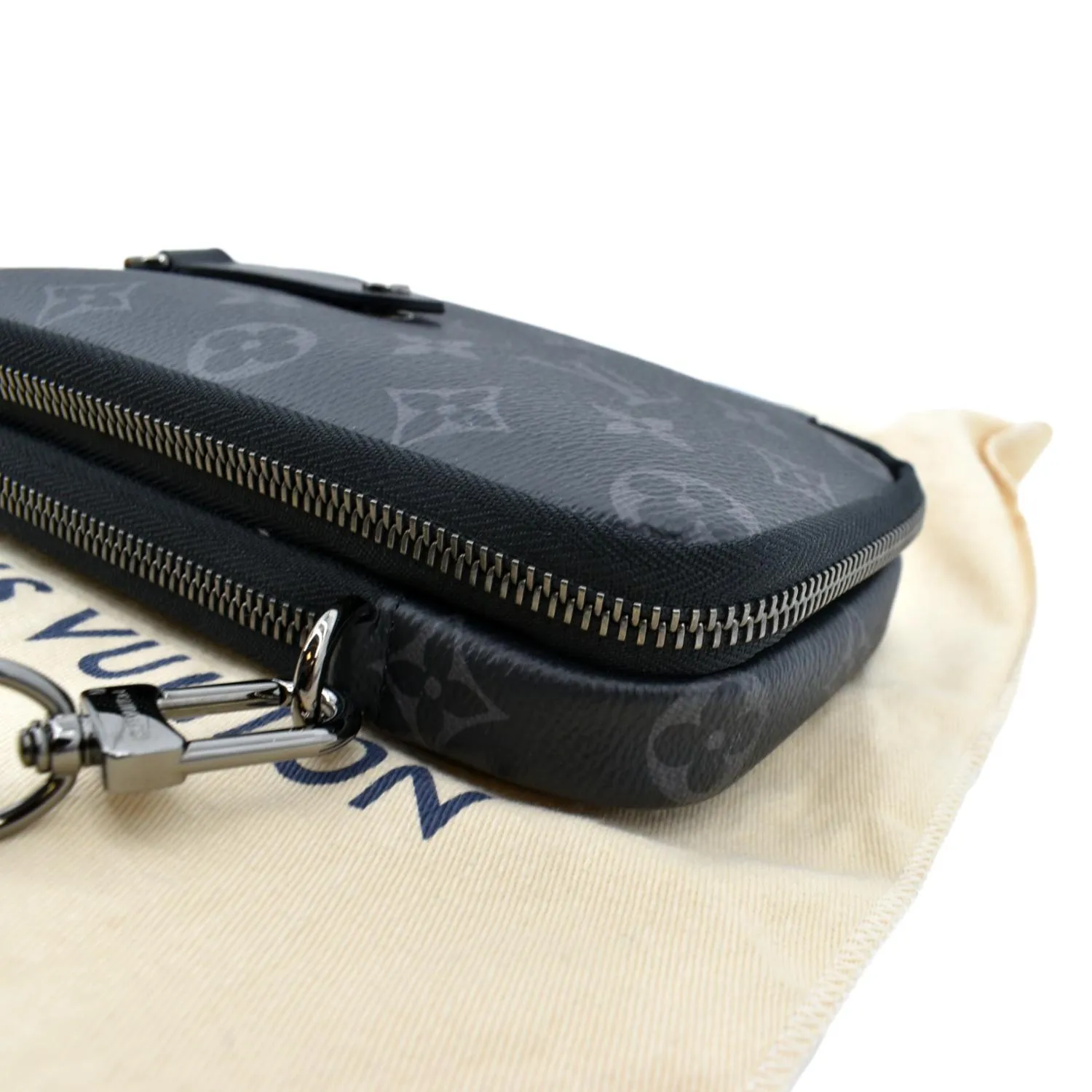 LOUIS VUITTON Double Monogram Eclipse Phone Pouch Black
