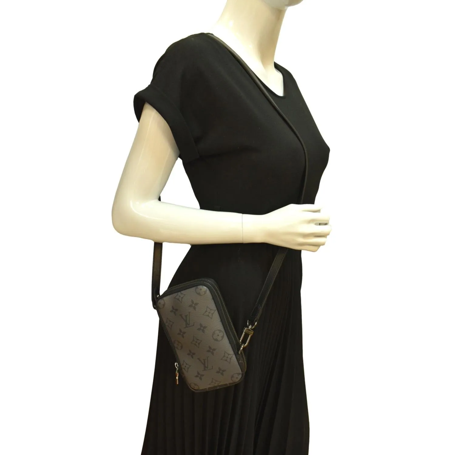 LOUIS VUITTON Double Monogram Eclipse Phone Pouch Black