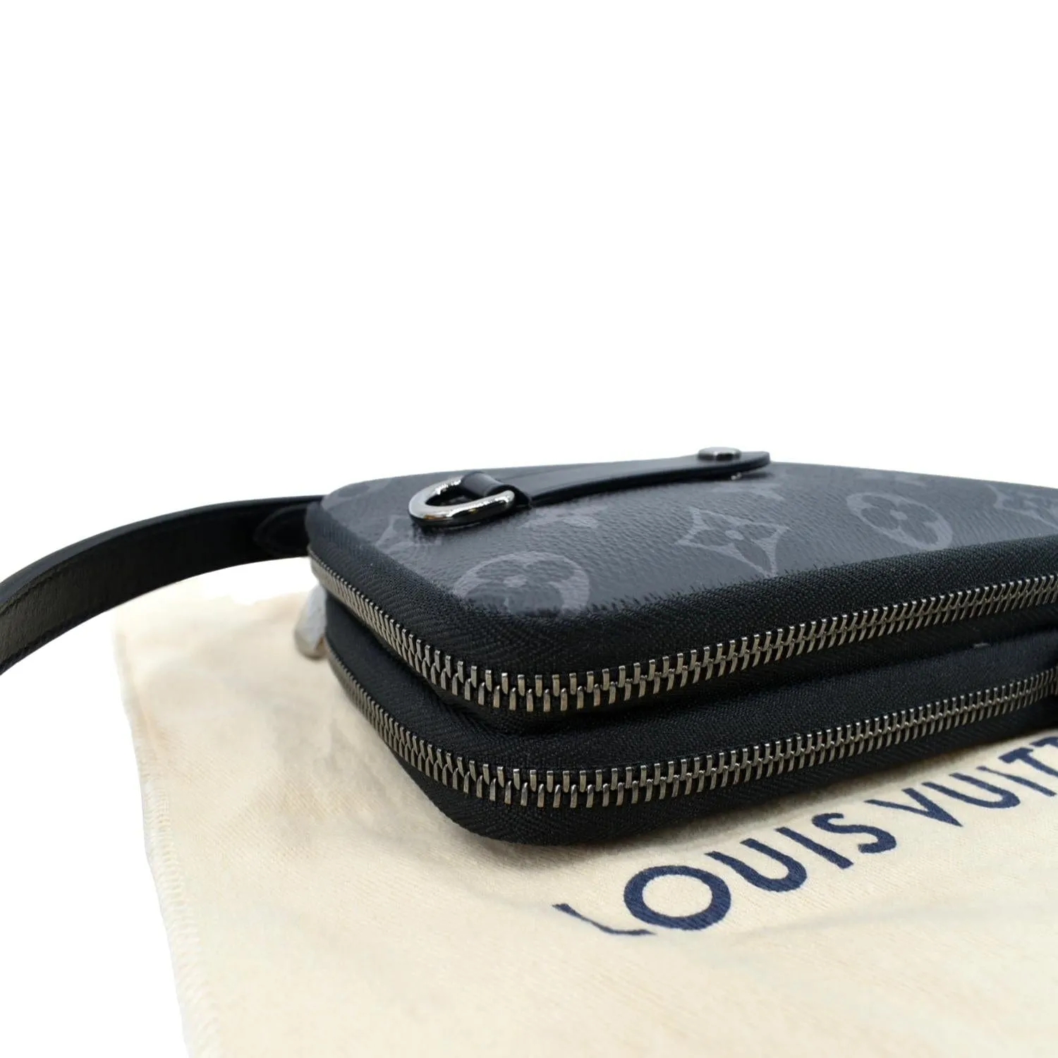 LOUIS VUITTON Double Monogram Eclipse Phone Pouch Black