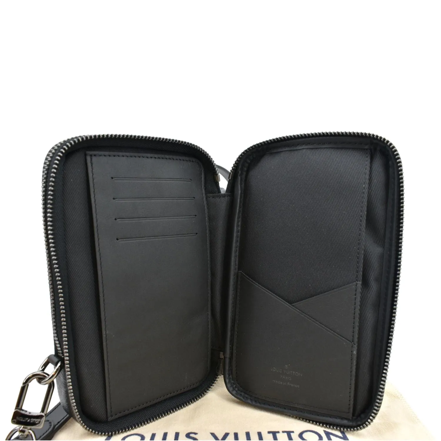 LOUIS VUITTON Double Monogram Eclipse Phone Pouch Black