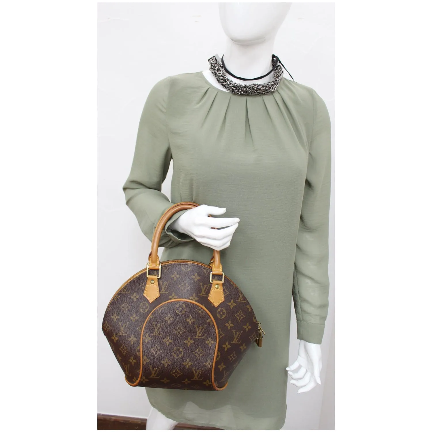 LOUIS VUITTON Ellipse PM Monogram Canvas Satchel Bag Brown