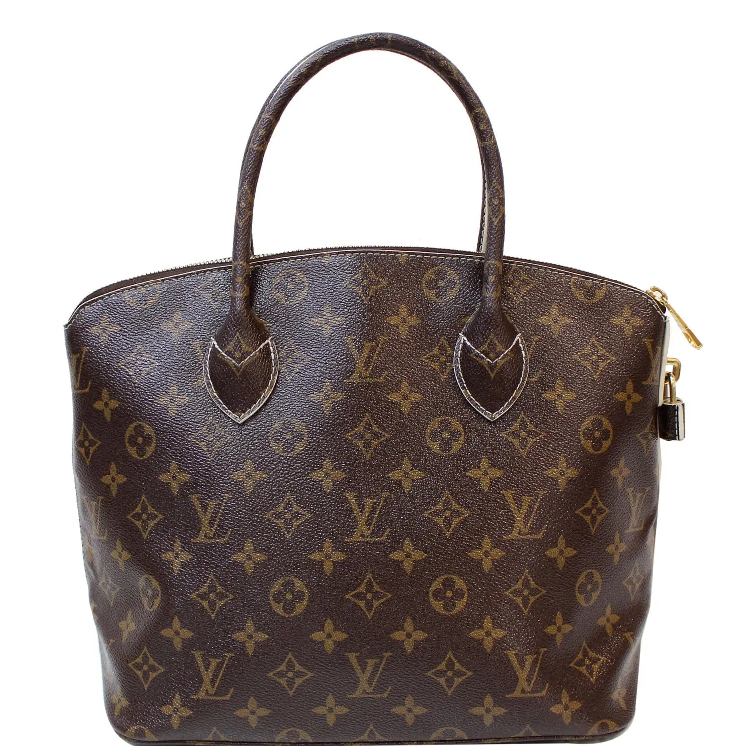 LOUIS VUITTON Fetish Lockit Monogram Leather Satchel Bag Brown