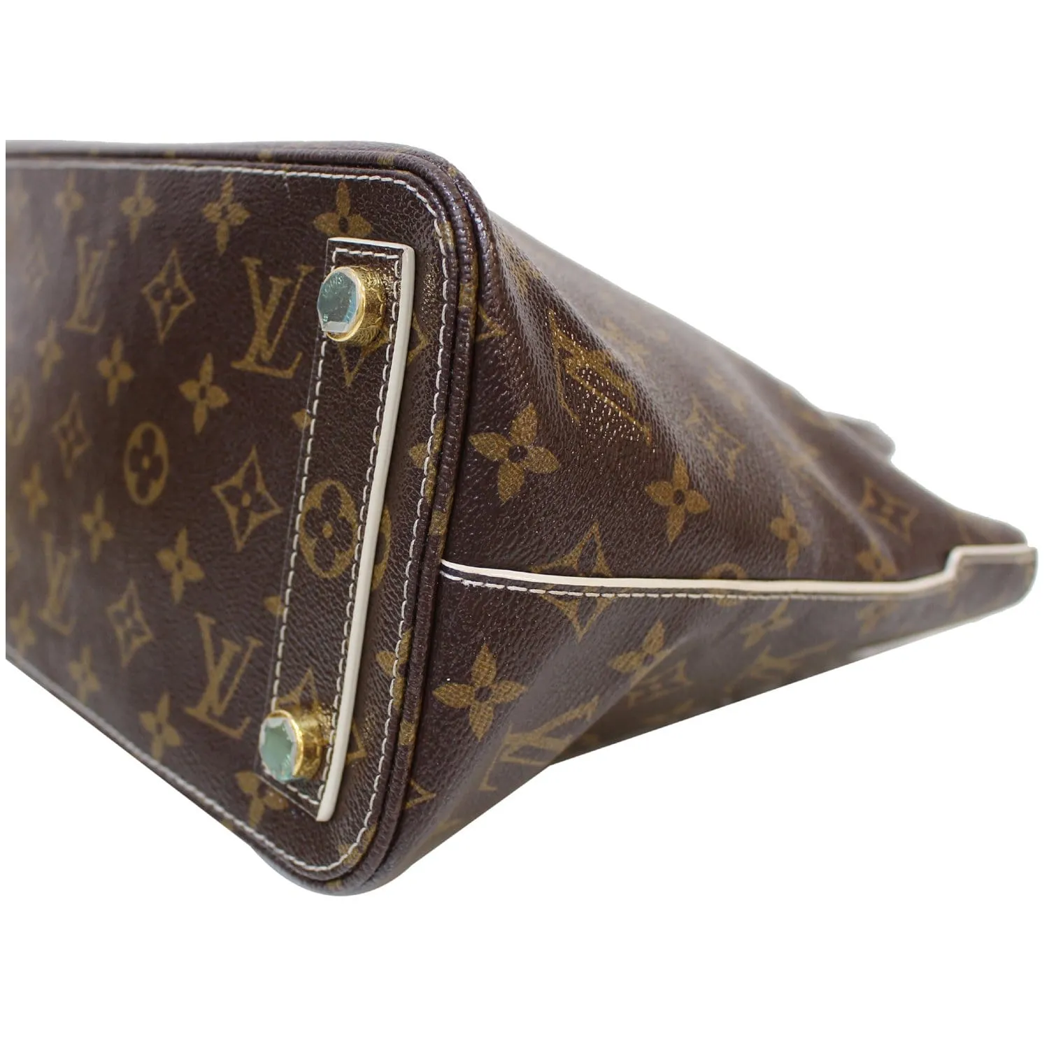 LOUIS VUITTON Fetish Lockit Monogram Leather Satchel Bag Brown