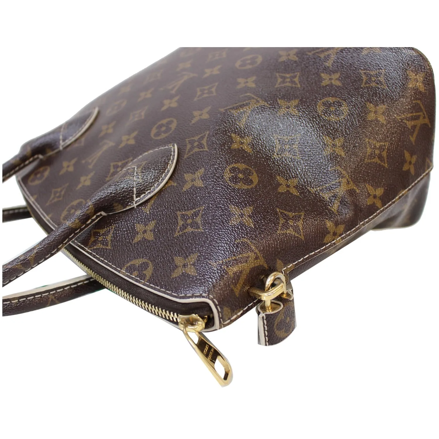 LOUIS VUITTON Fetish Lockit Monogram Leather Satchel Bag Brown