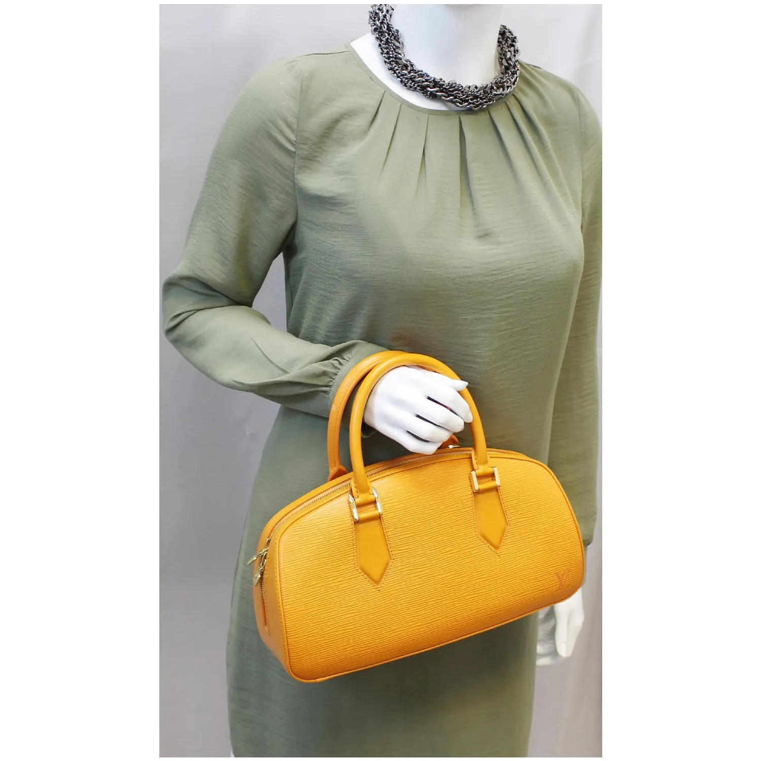 LOUIS VUITTON Jasmine Epi Leather Satchel Bag Yellow