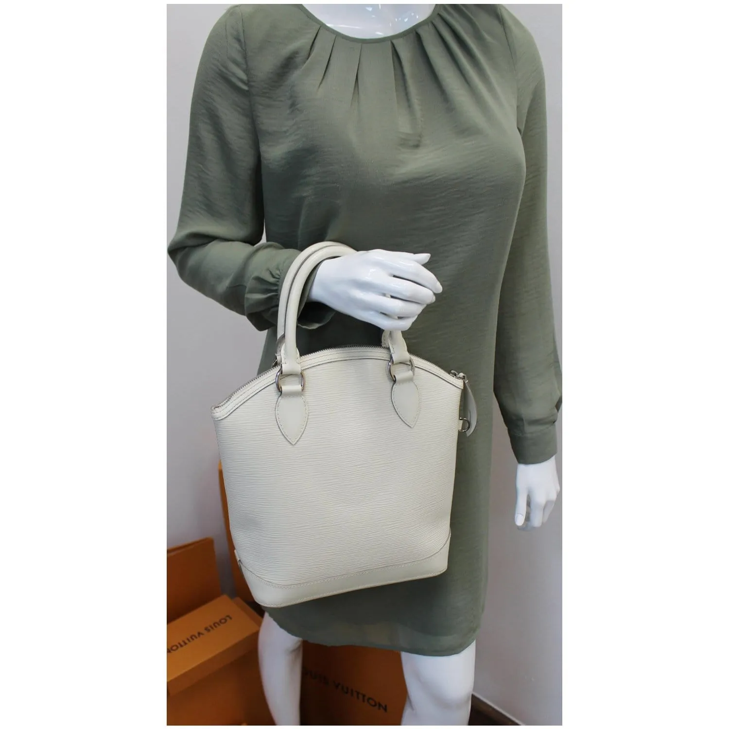 LOUIS VUITTON Lockit Epi Leather Satchel Bag Ivory