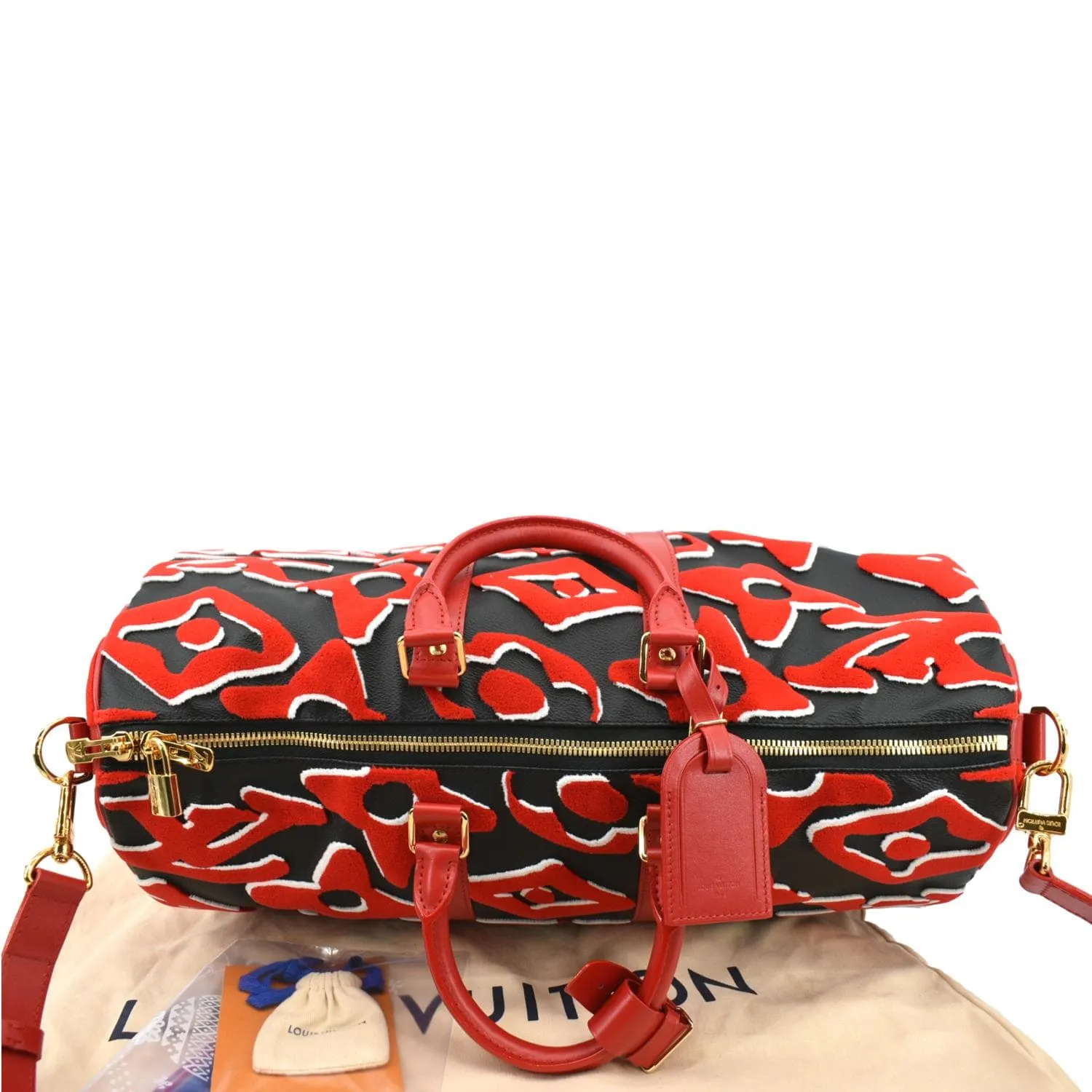 LOUIS VUITTON LVxUF Keepall Bandouliere 45 Tufted Monogram Satchel Bag Bicolor