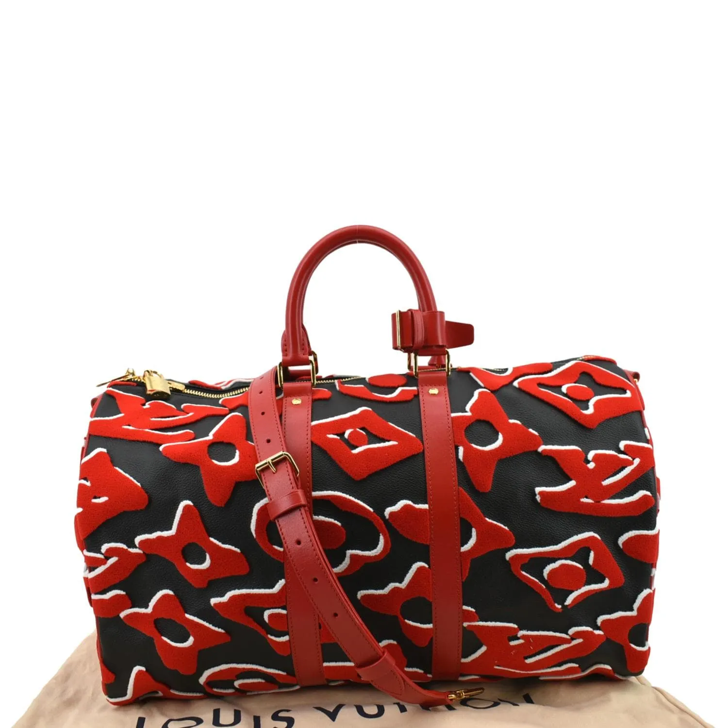 LOUIS VUITTON LVxUF Keepall Bandouliere 45 Tufted Monogram Satchel Bag Bicolor