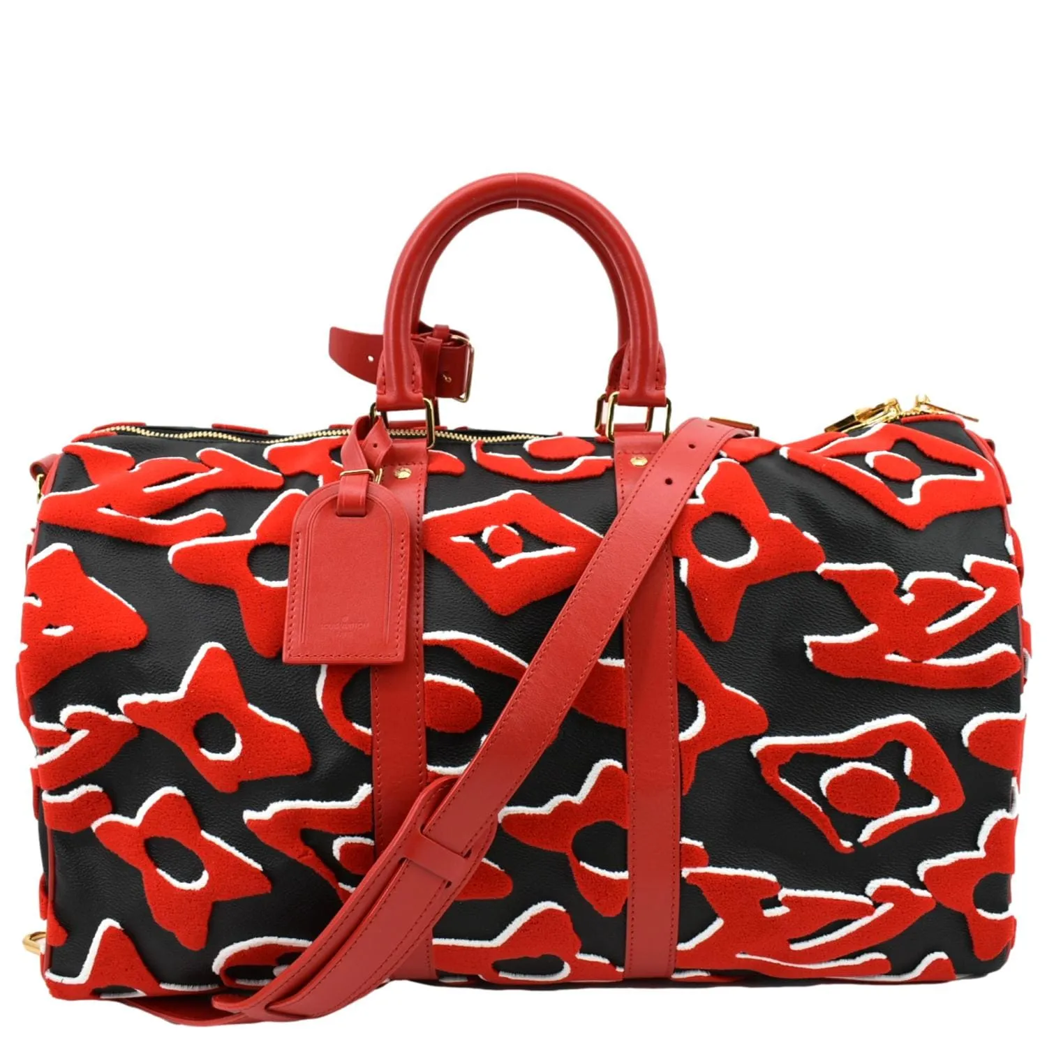 LOUIS VUITTON LVxUF Keepall Bandouliere 45 Tufted Monogram Satchel Bag Bicolor
