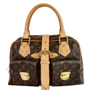 LOUIS VUITTON Manhattan GM Monogram Canvas Satchel Bag Brown