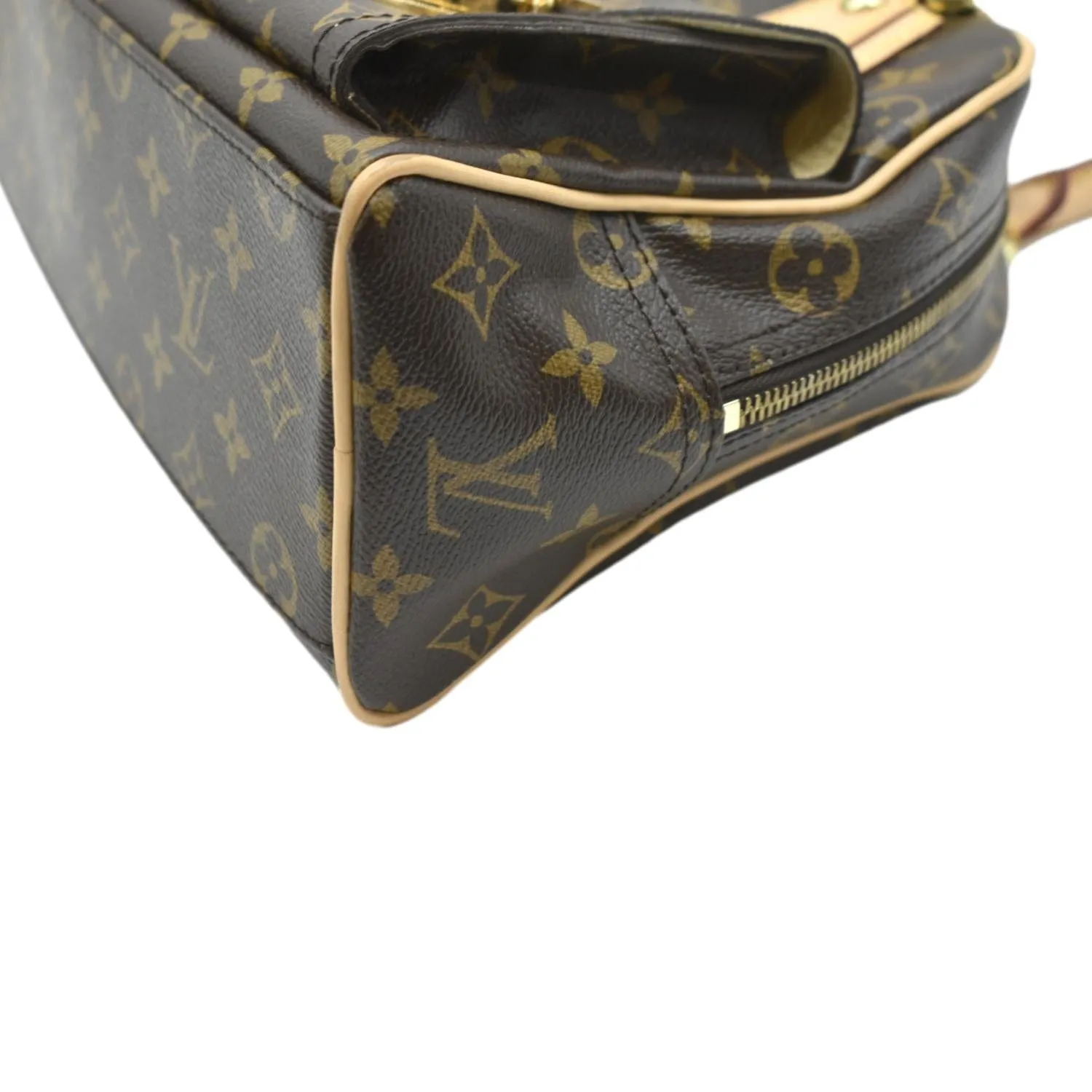 LOUIS VUITTON Manhattan PM Monogram Canvas Satchel Bag Brown