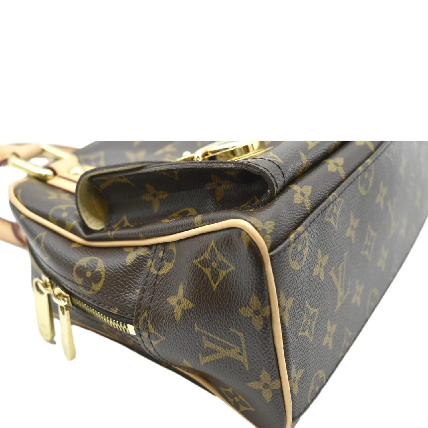 LOUIS VUITTON Manhattan PM Monogram Canvas Satchel Bag Brown