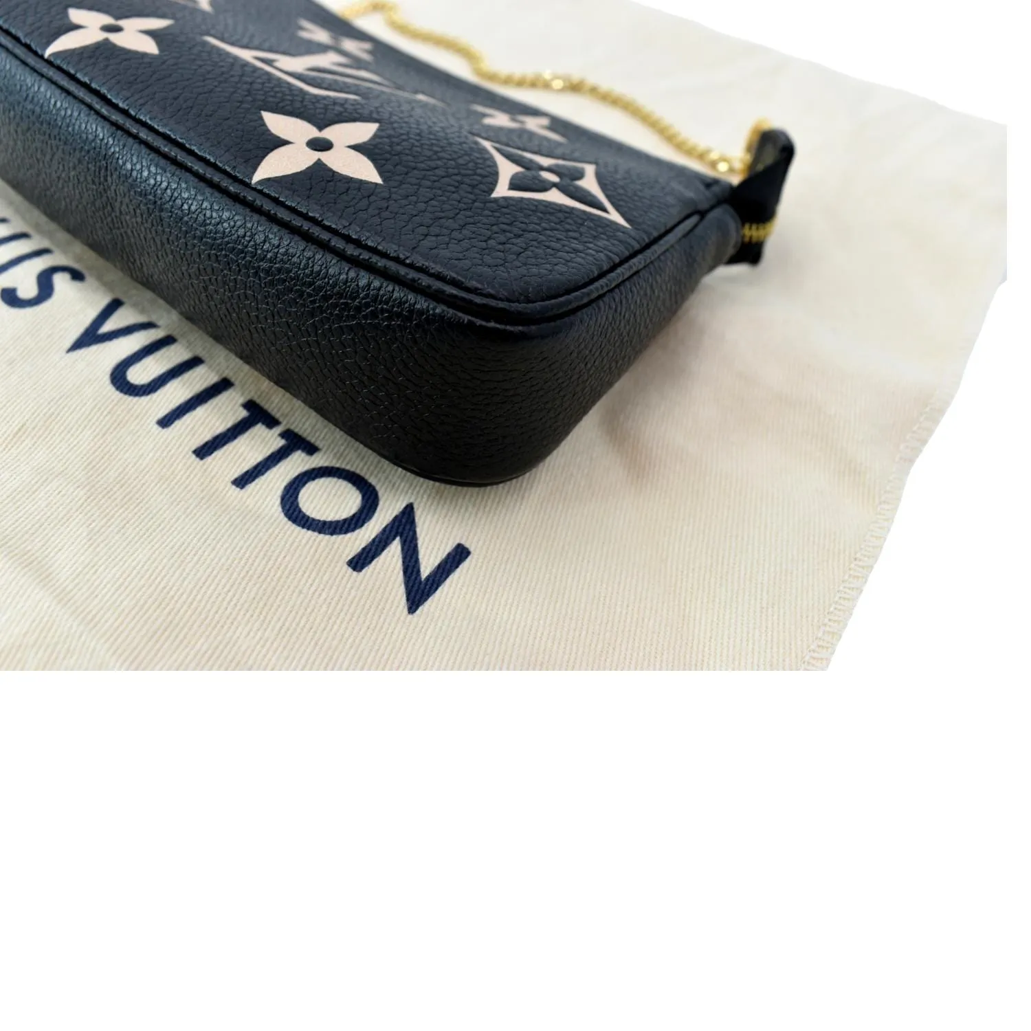 LOUIS VUITTON Mini Pochette Bicolor Monogram Empreinte Accessories Pouch Black