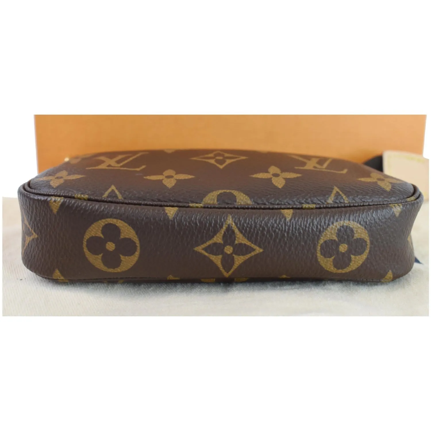 LOUIS VUITTON Mini Pochette Monogram Canvas Accessories Pouch Brown