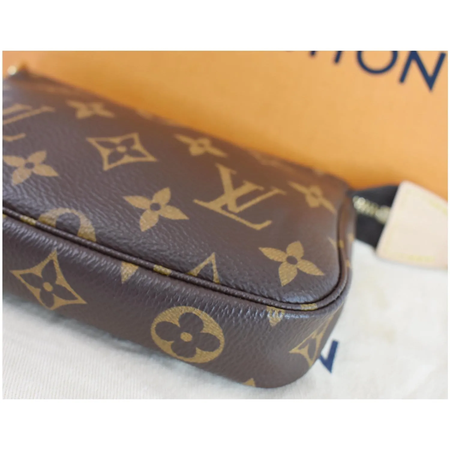 LOUIS VUITTON Mini Pochette Monogram Canvas Accessories Pouch Brown