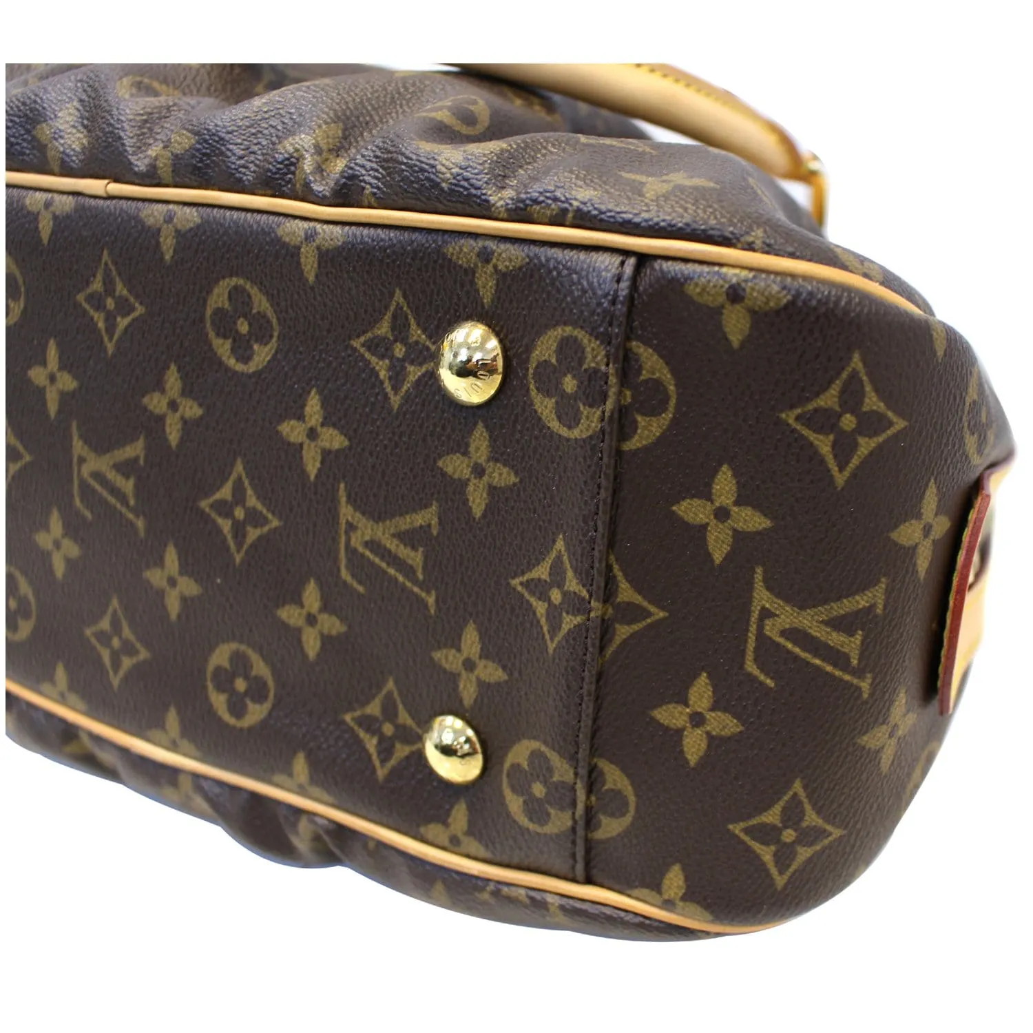 LOUIS VUITTON Mizi Monogram Canvas Satchel Handbag Brown
