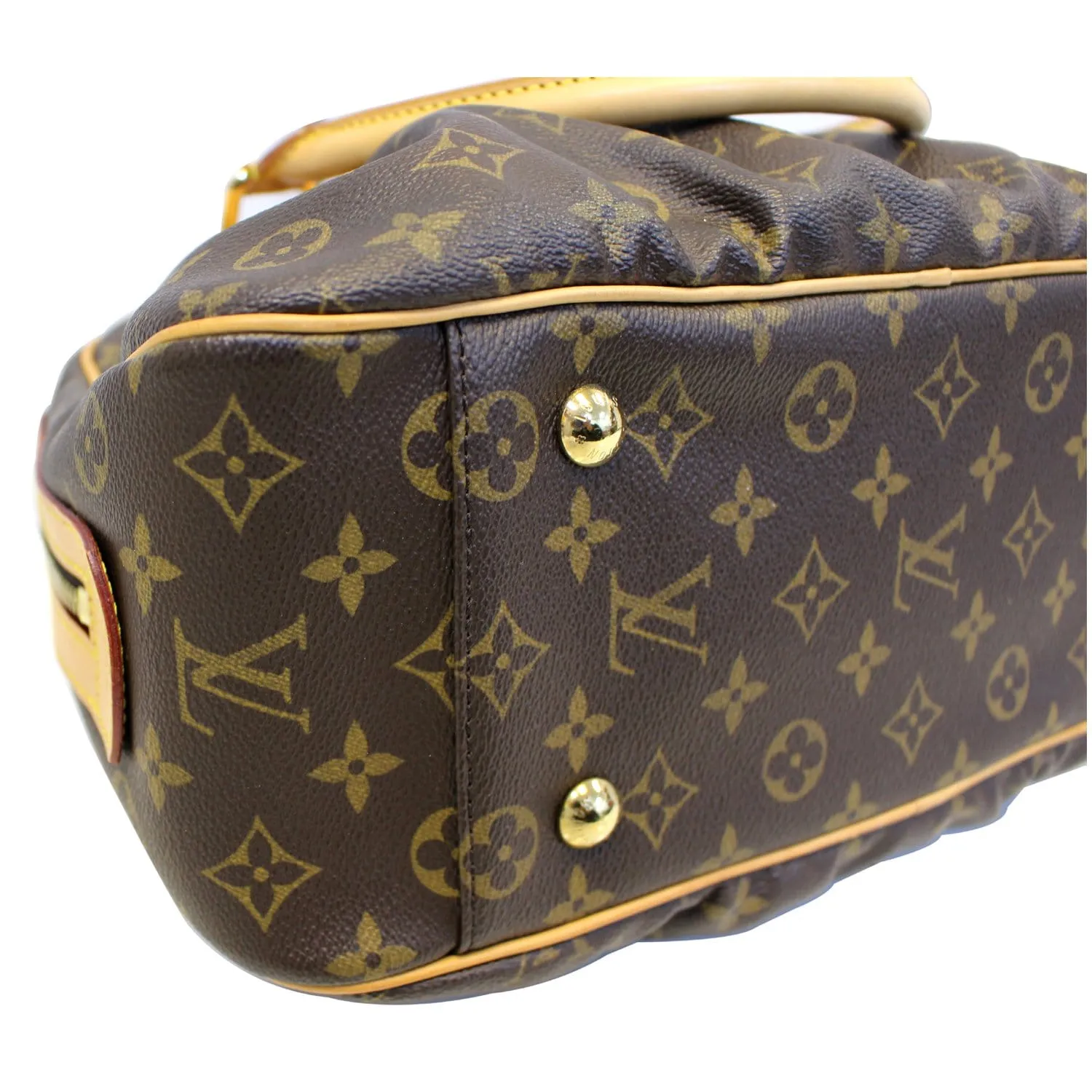 LOUIS VUITTON Mizi Monogram Canvas Satchel Handbag Brown
