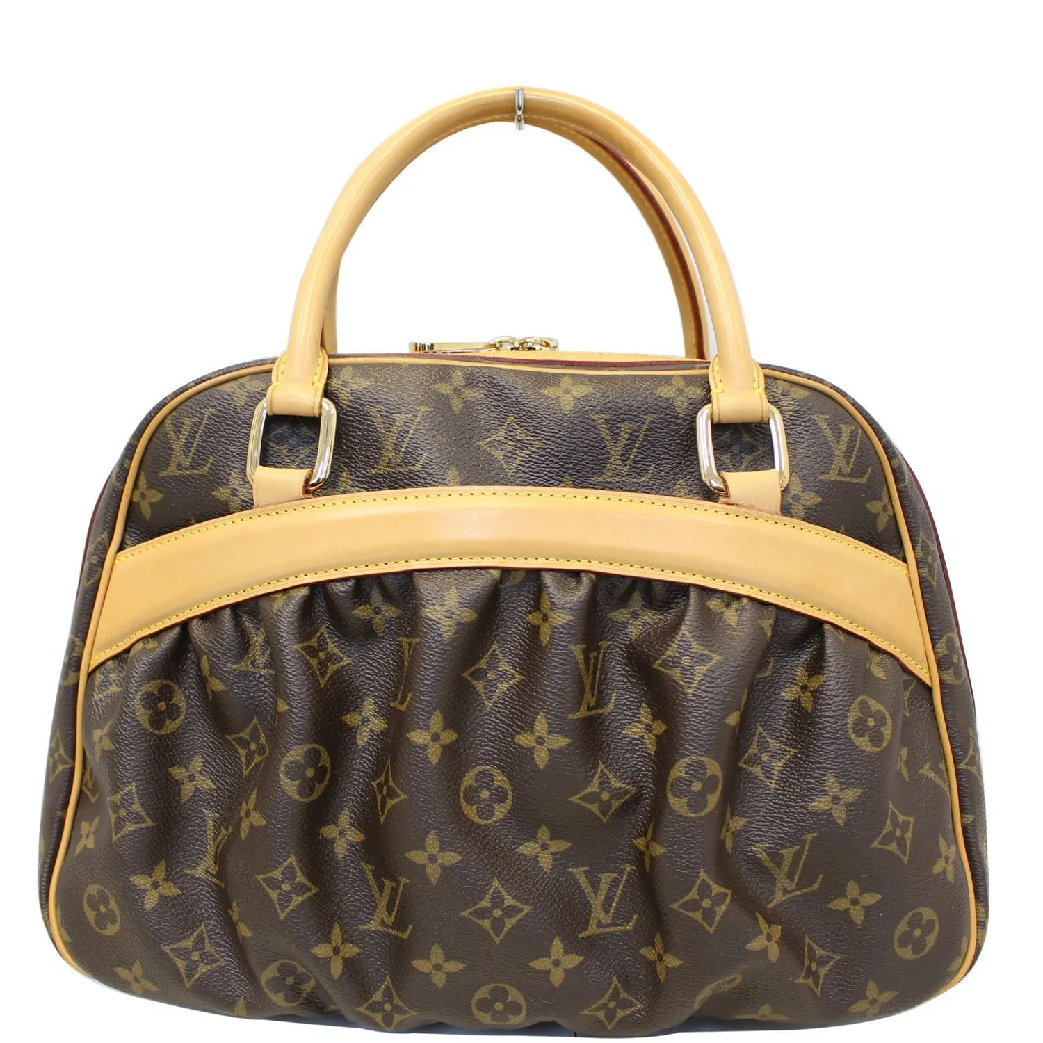 LOUIS VUITTON Mizi Monogram Canvas Satchel Handbag Brown