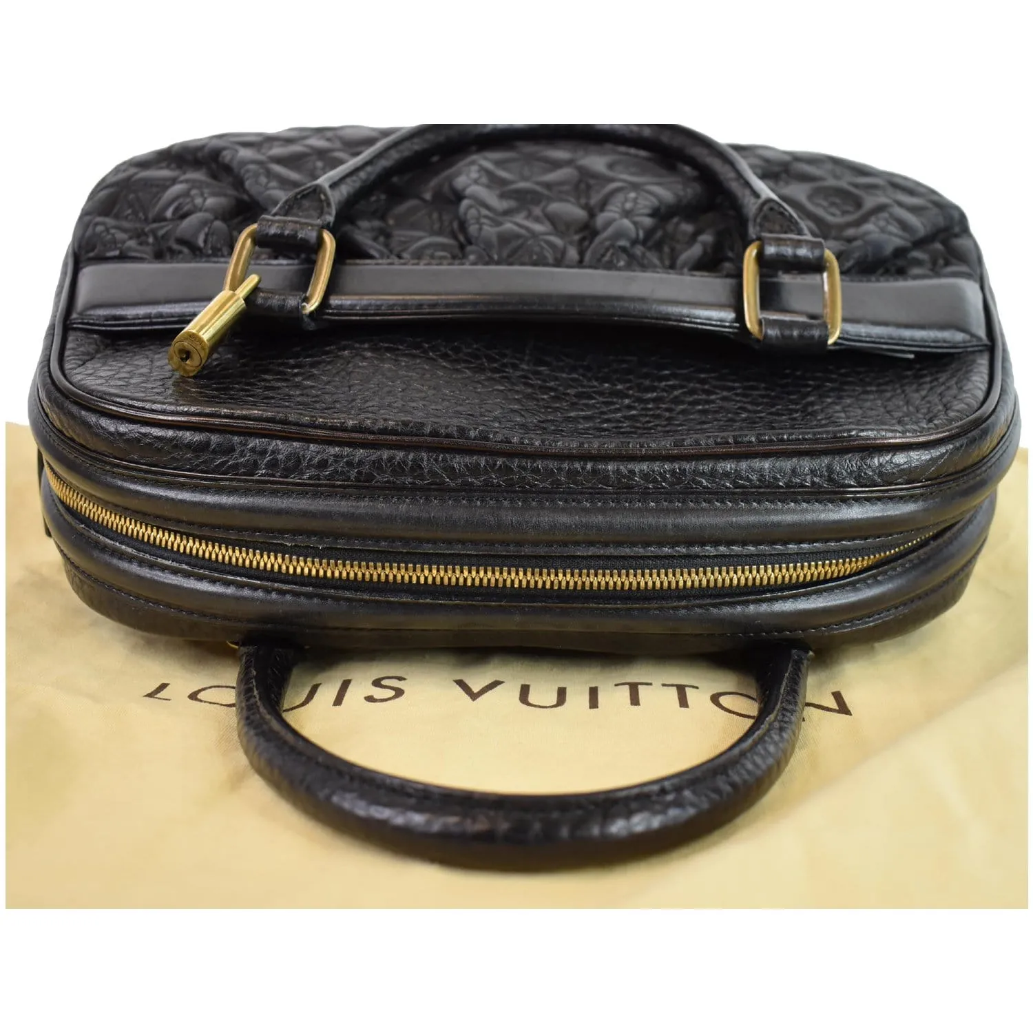 LOUIS VUITTON Mizi Vienna Monogram Leather Satchel Bag Black
